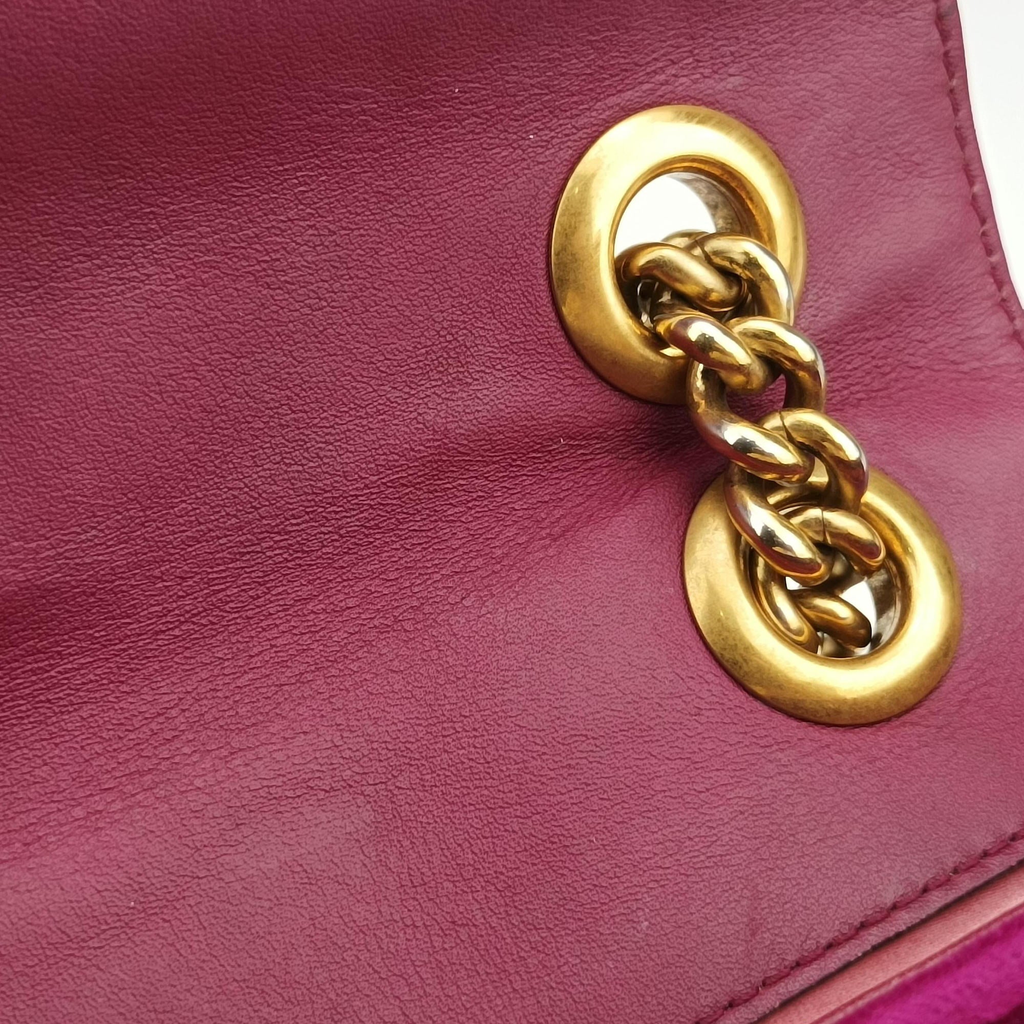 Pre-owned Gucci GG Marmont Rose velour 446744 shoulderbag | stylenewstar