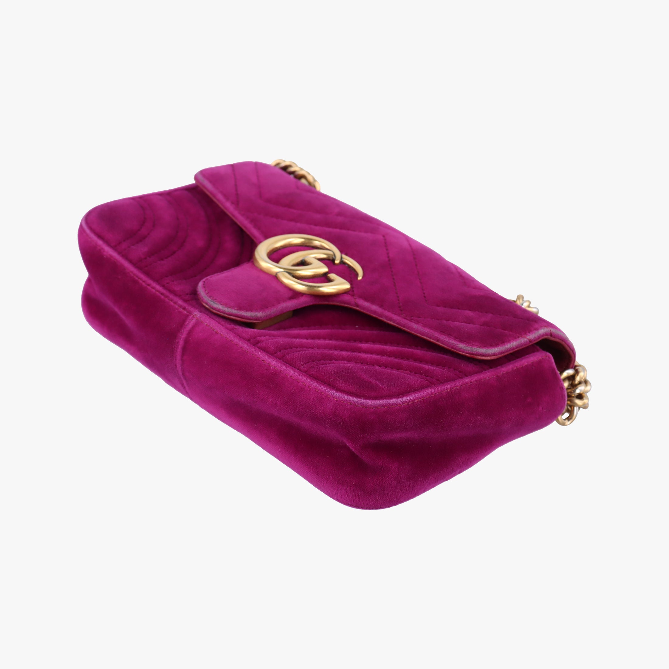 Pre-owned Gucci GG Marmont Rose velour 446744 shoulderbag | stylenewstar