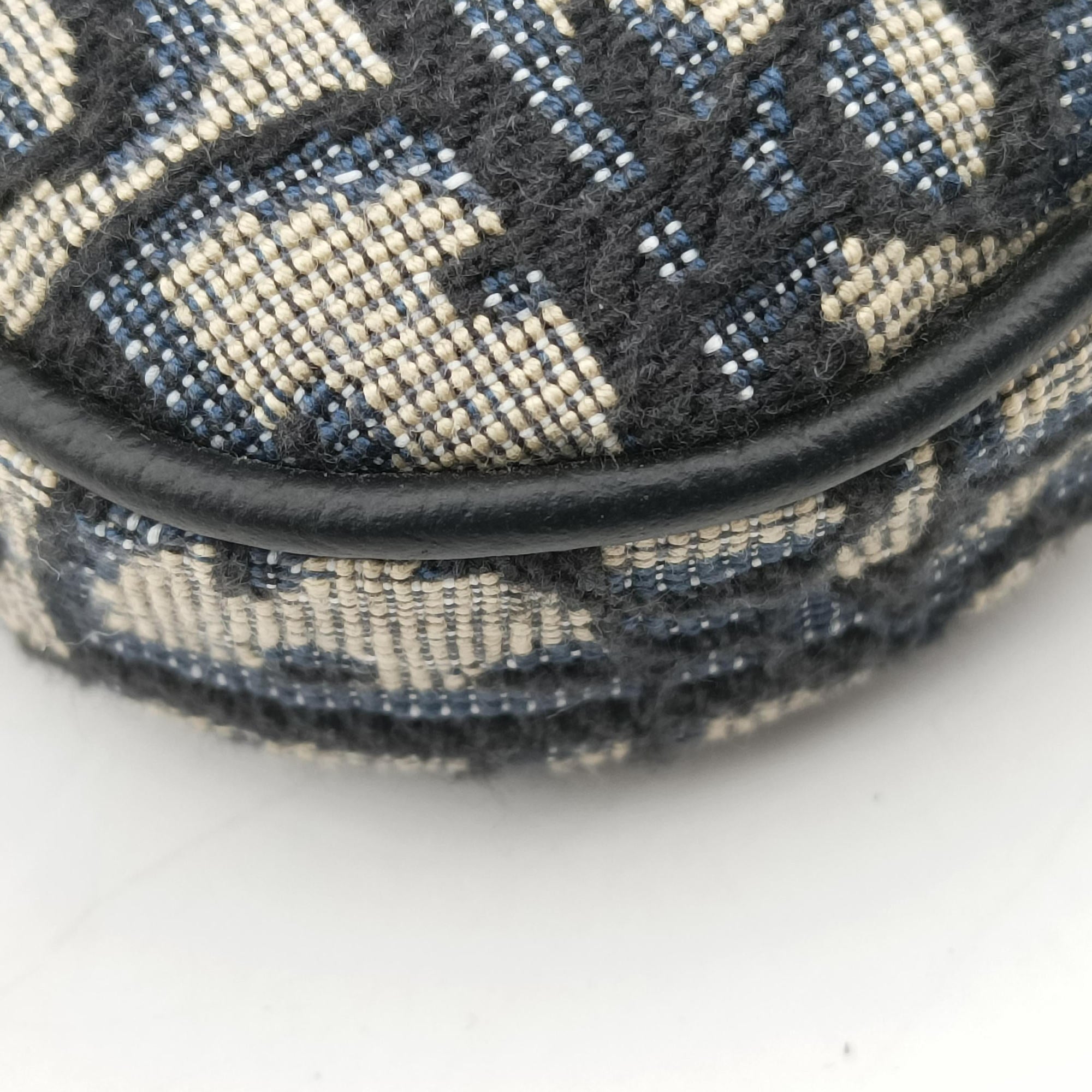 Pre-owned Christian Dior saddle Gray×Navy×Black Jacquard×Leather  bum bag/waist bag | stylenewstar