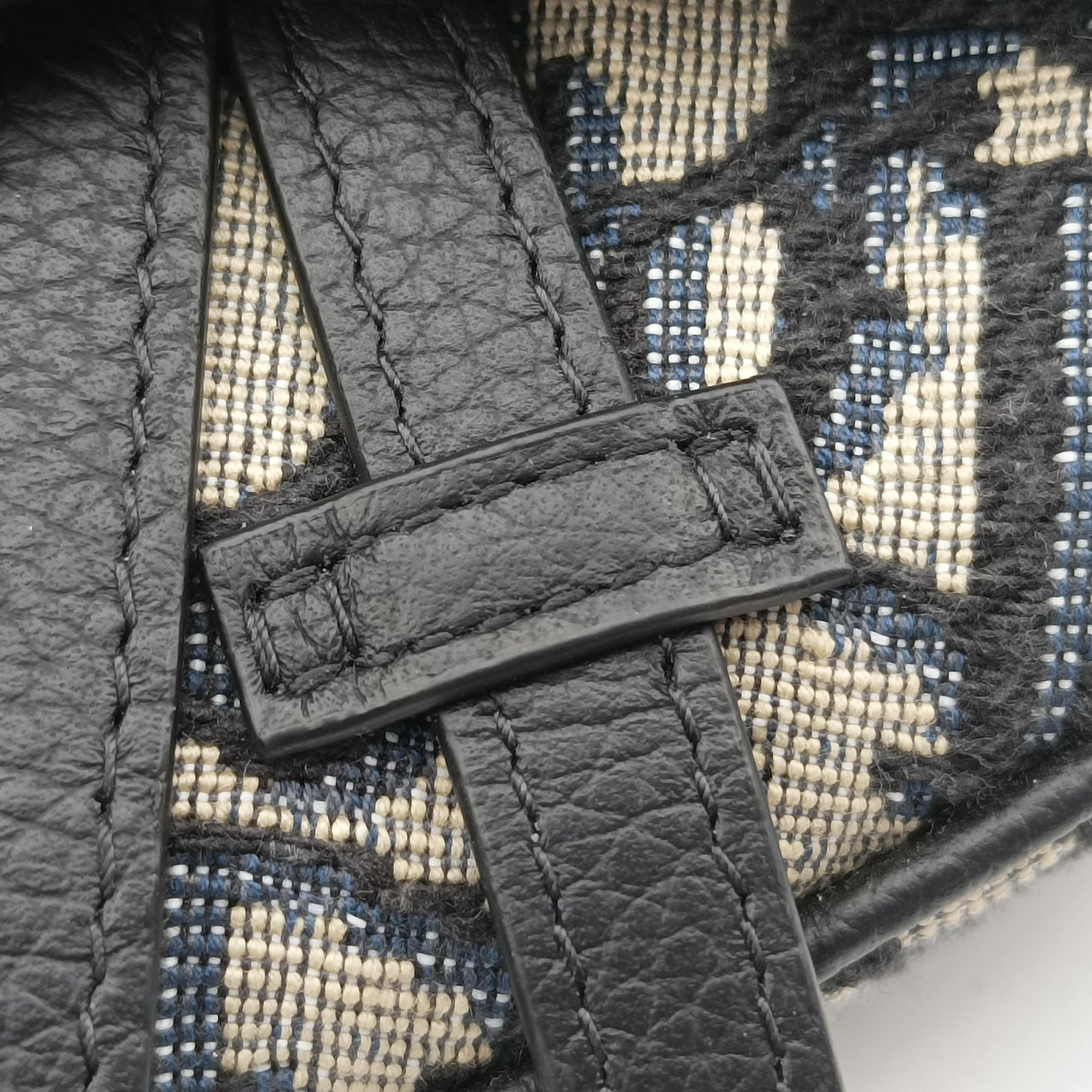 Pre-owned Christian Dior saddle Gray×Navy×Black Jacquard×Leather  bum bag/waist bag | stylenewstar
