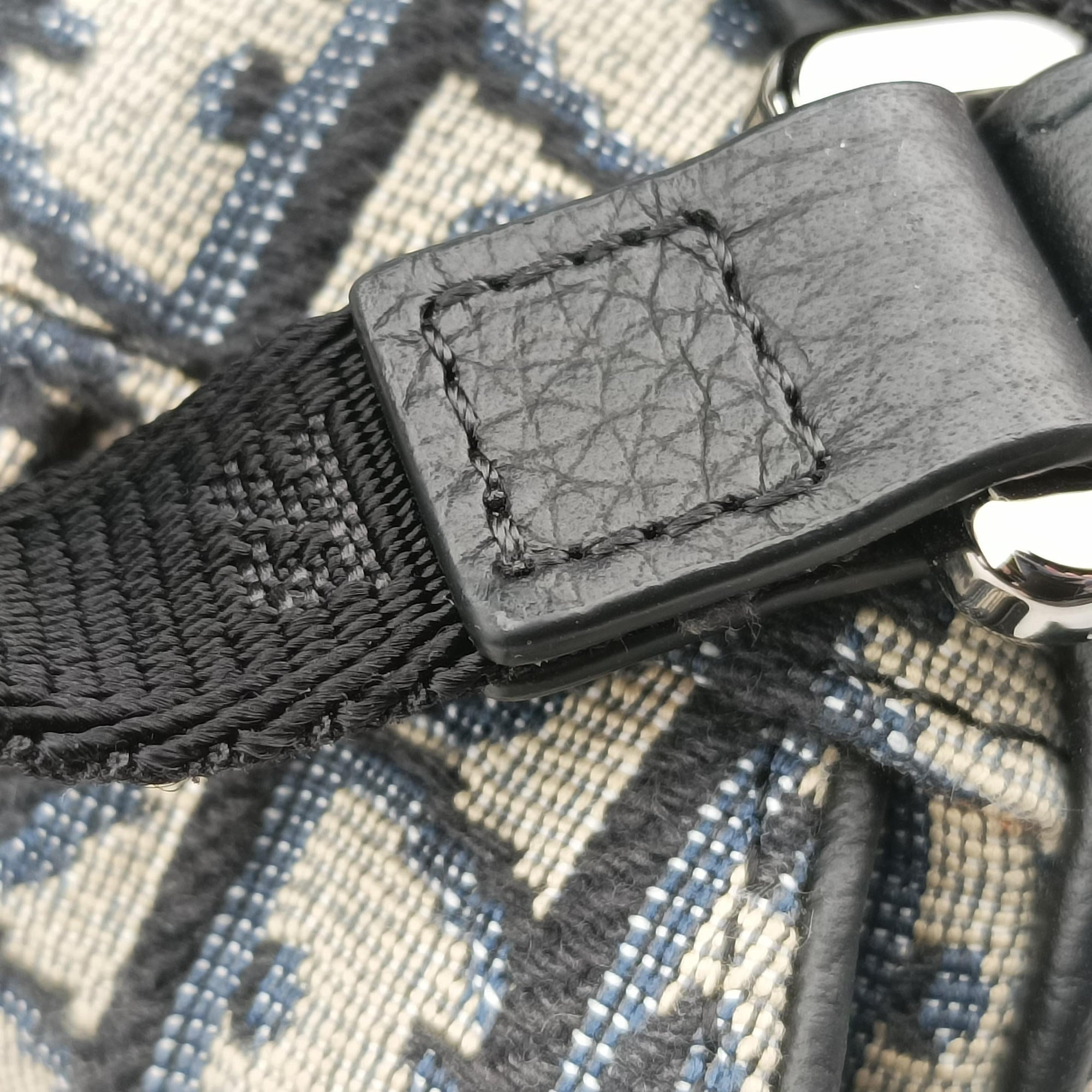 Pre-owned Christian Dior saddle Gray×Navy×Black Jacquard×Leather  bum bag/waist bag | stylenewstar
