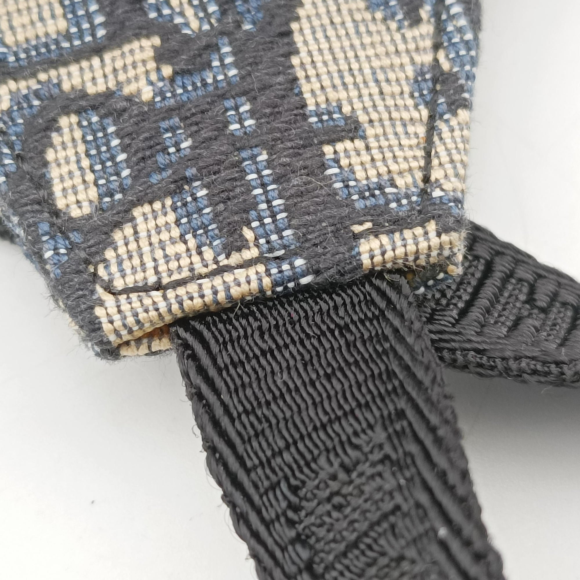 Pre-owned Christian Dior saddle Gray×Navy×Black Jacquard×Leather  bum bag/waist bag | stylenewstar
