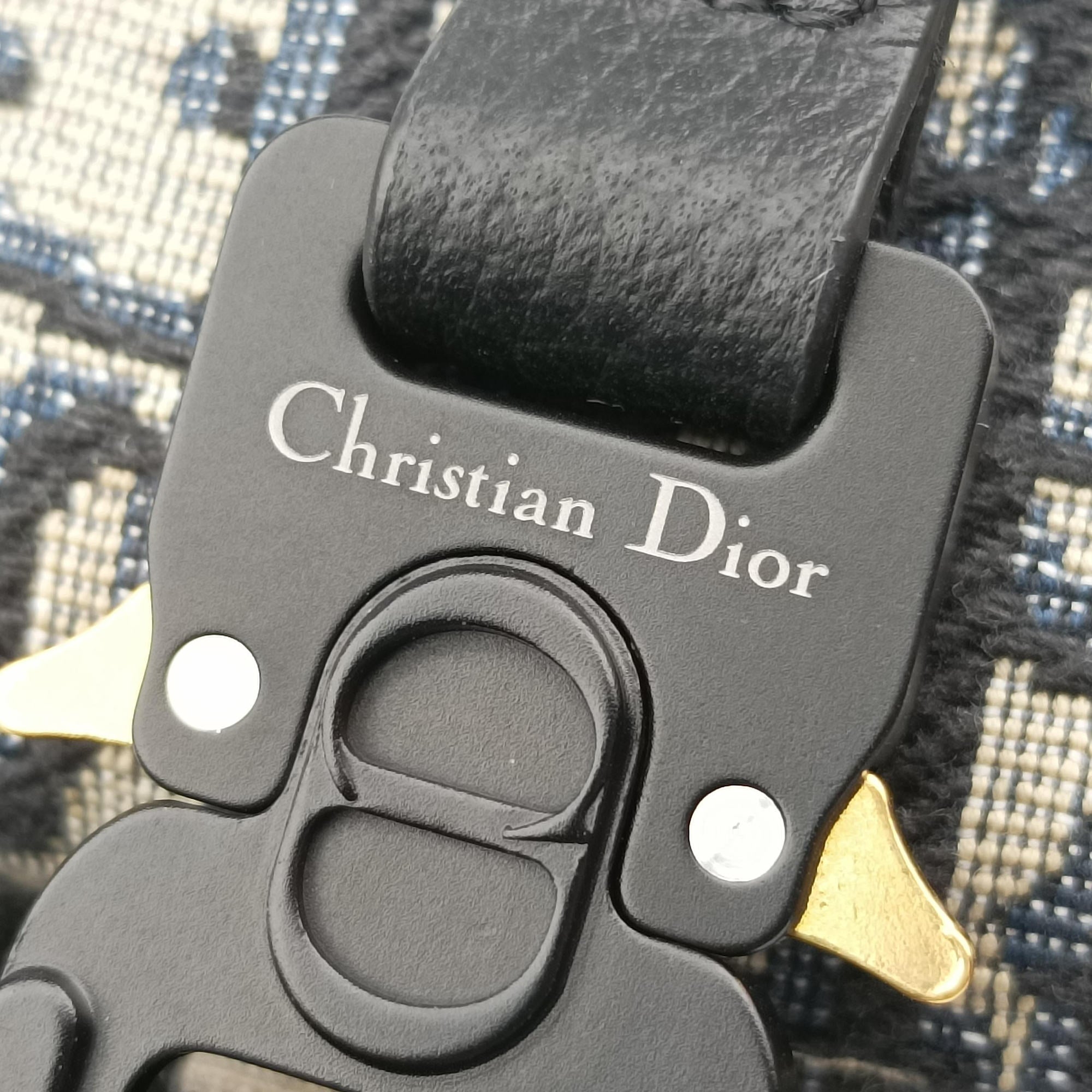 Pre-owned Christian Dior saddle Gray×Navy×Black Jacquard×Leather  bum bag/waist bag | stylenewstar