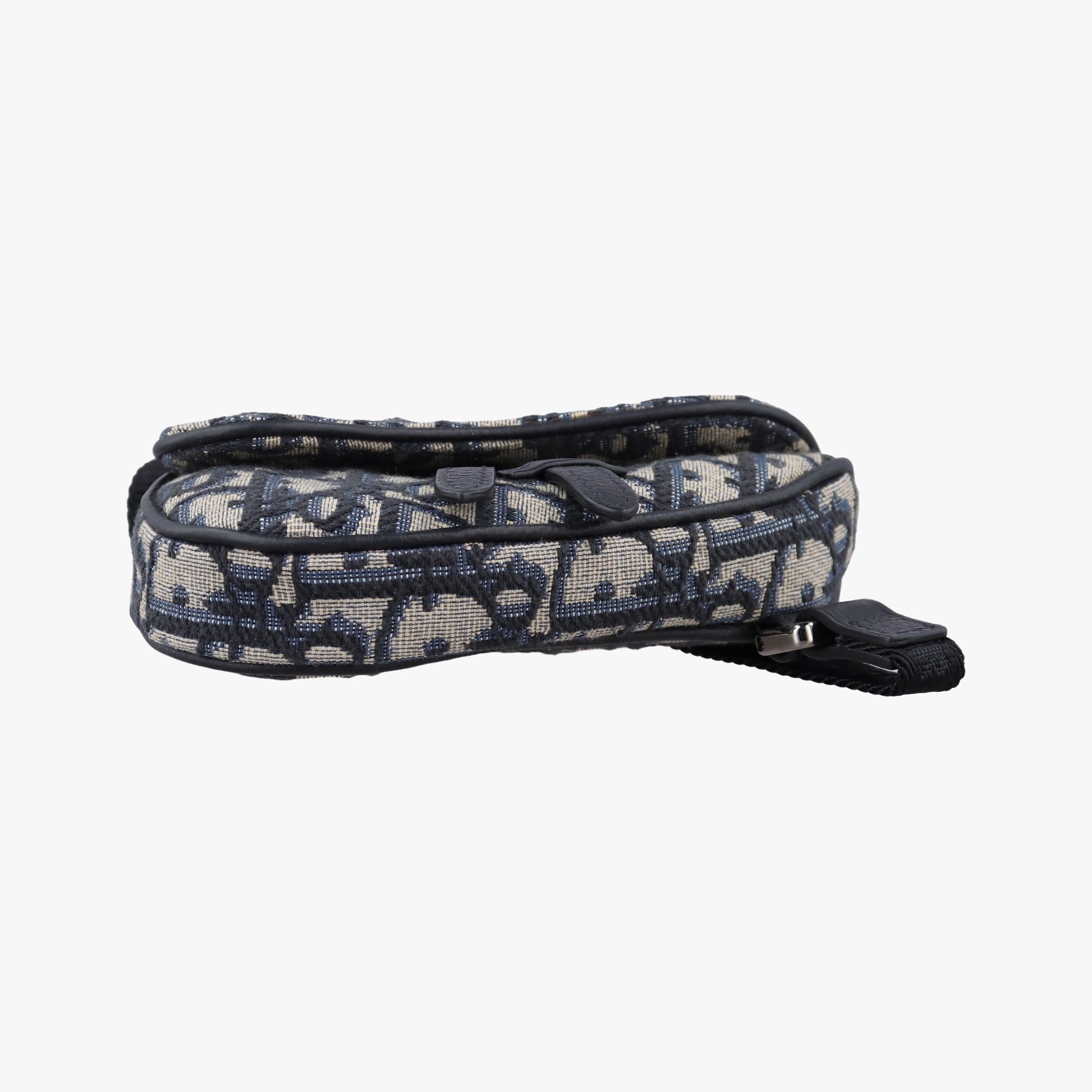 Pre-owned Christian Dior saddle Gray×Navy×Black Jacquard×Leather  bum bag/waist bag | stylenewstar
