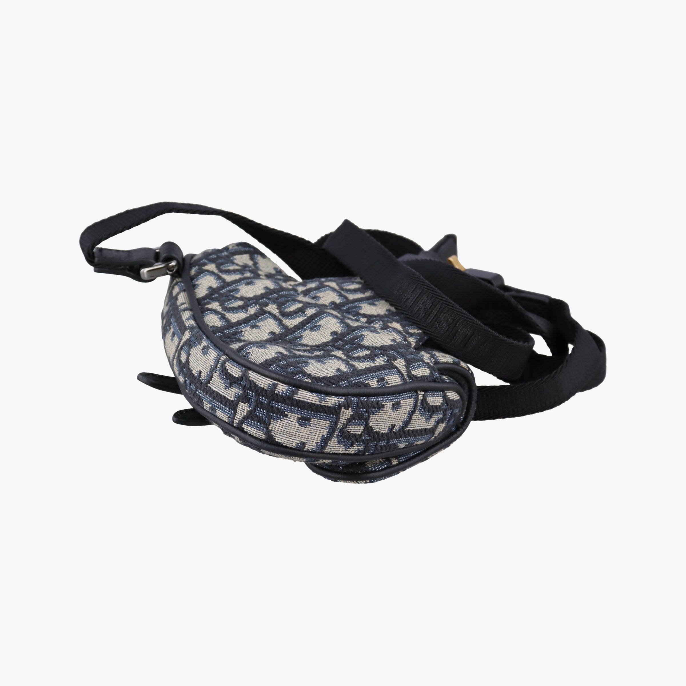 Pre-owned Christian Dior saddle Gray×Navy×Black Jacquard×Leather  bum bag/waist bag | stylenewstar