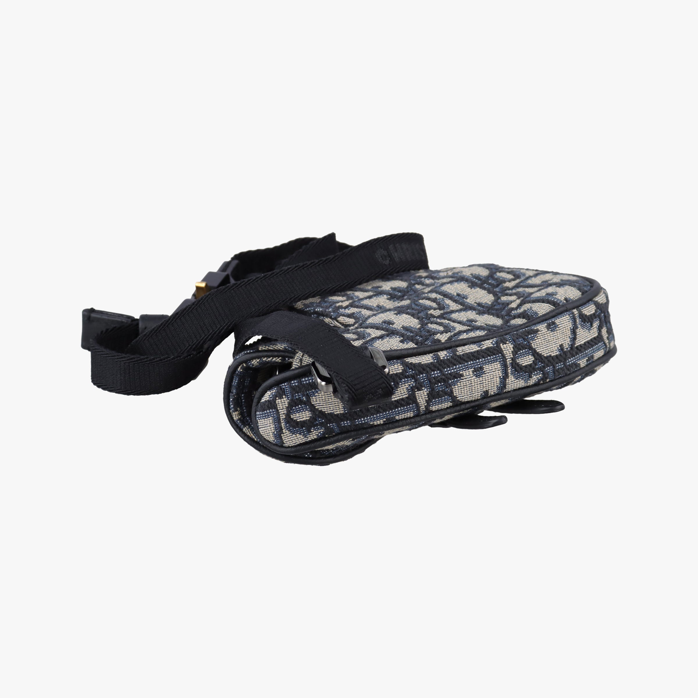 Pre-owned Christian Dior saddle Gray×Navy×Black Jacquard×Leather  bum bag/waist bag | stylenewstar