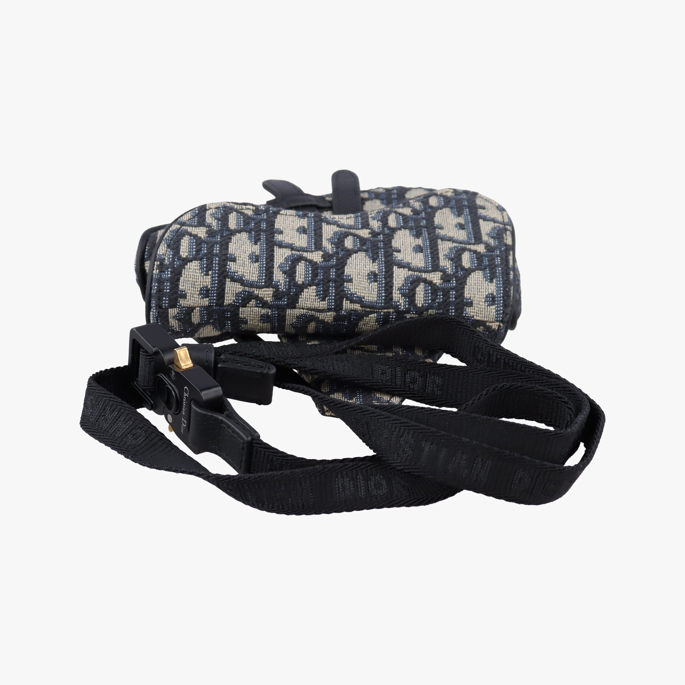 Pre-owned Christian Dior saddle Gray×Navy×Black Jacquard×Leather  bum bag/waist bag | stylenewstar