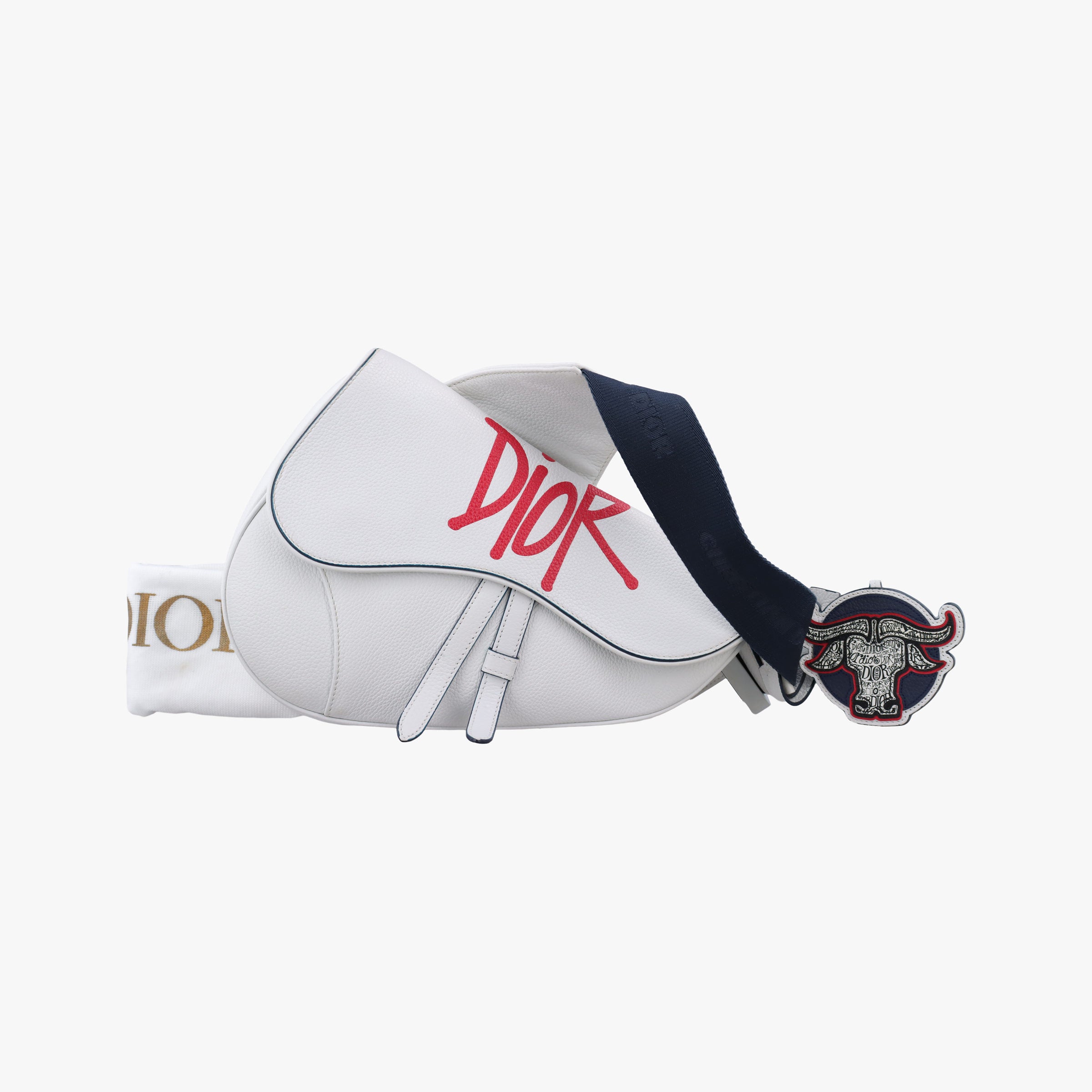 Pre-owned Christian Dior Saddle White×Red Leather  crossbodybag | stylenewstar