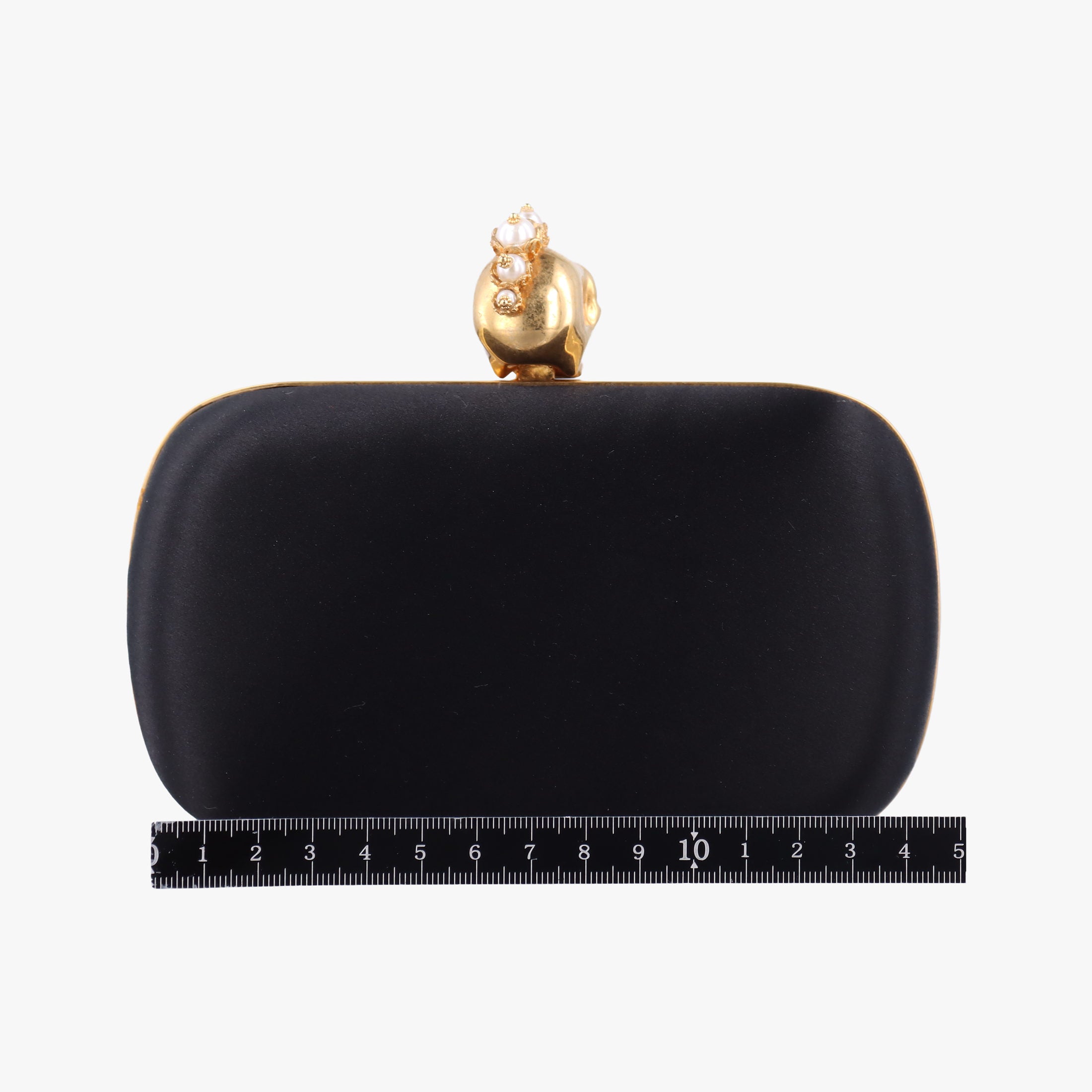 Pre-owned Alexander McQueen Skull Box Black silk  clutchbag | stylenewstar