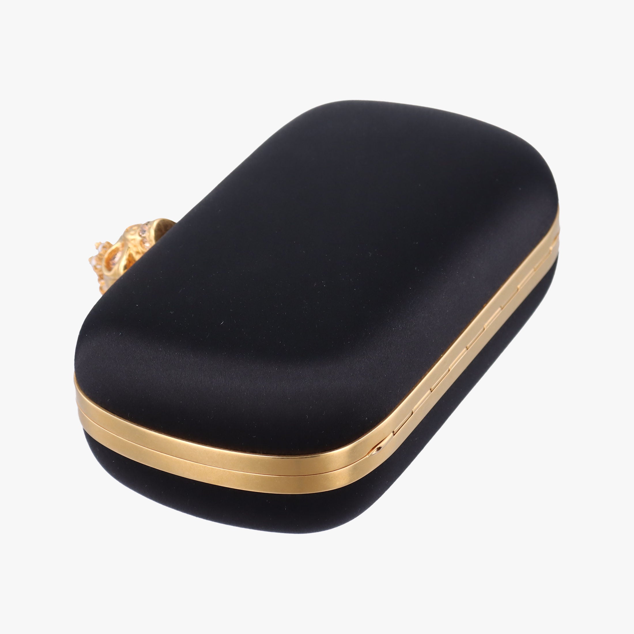 Pre-owned Alexander McQueen Skull Box Black silk  clutchbag | stylenewstar