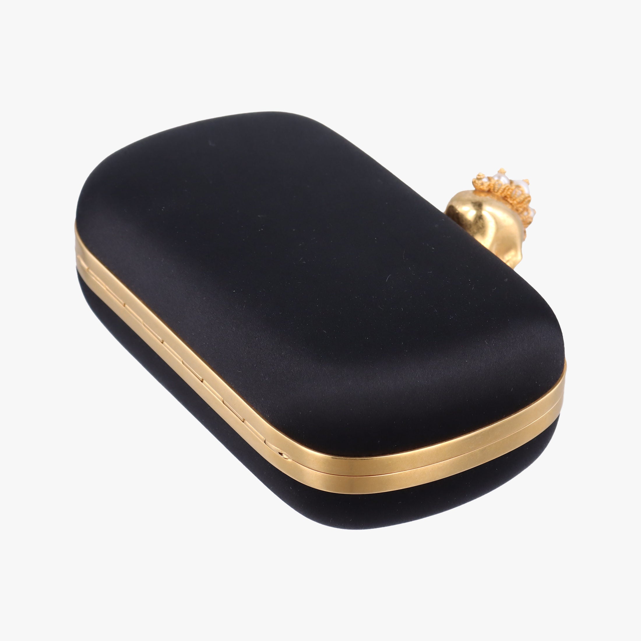 Pre-owned Alexander McQueen Skull Box Black silk  clutchbag | stylenewstar