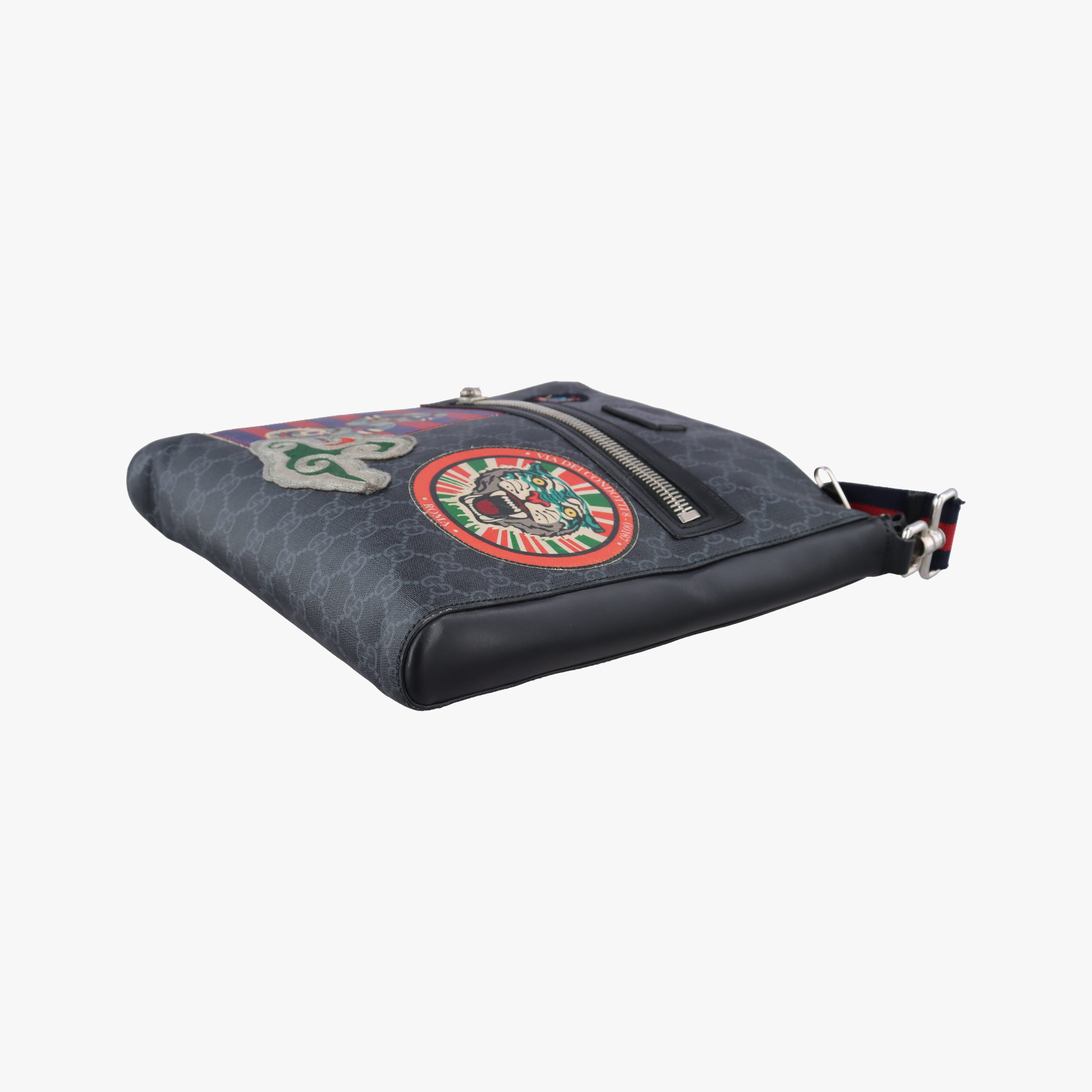Pre-owned Gucci GG Supreme Courrier Messenger Black×Multicolour PVC coated canvas×Leather 474137 shoulderbag | stylenewstar