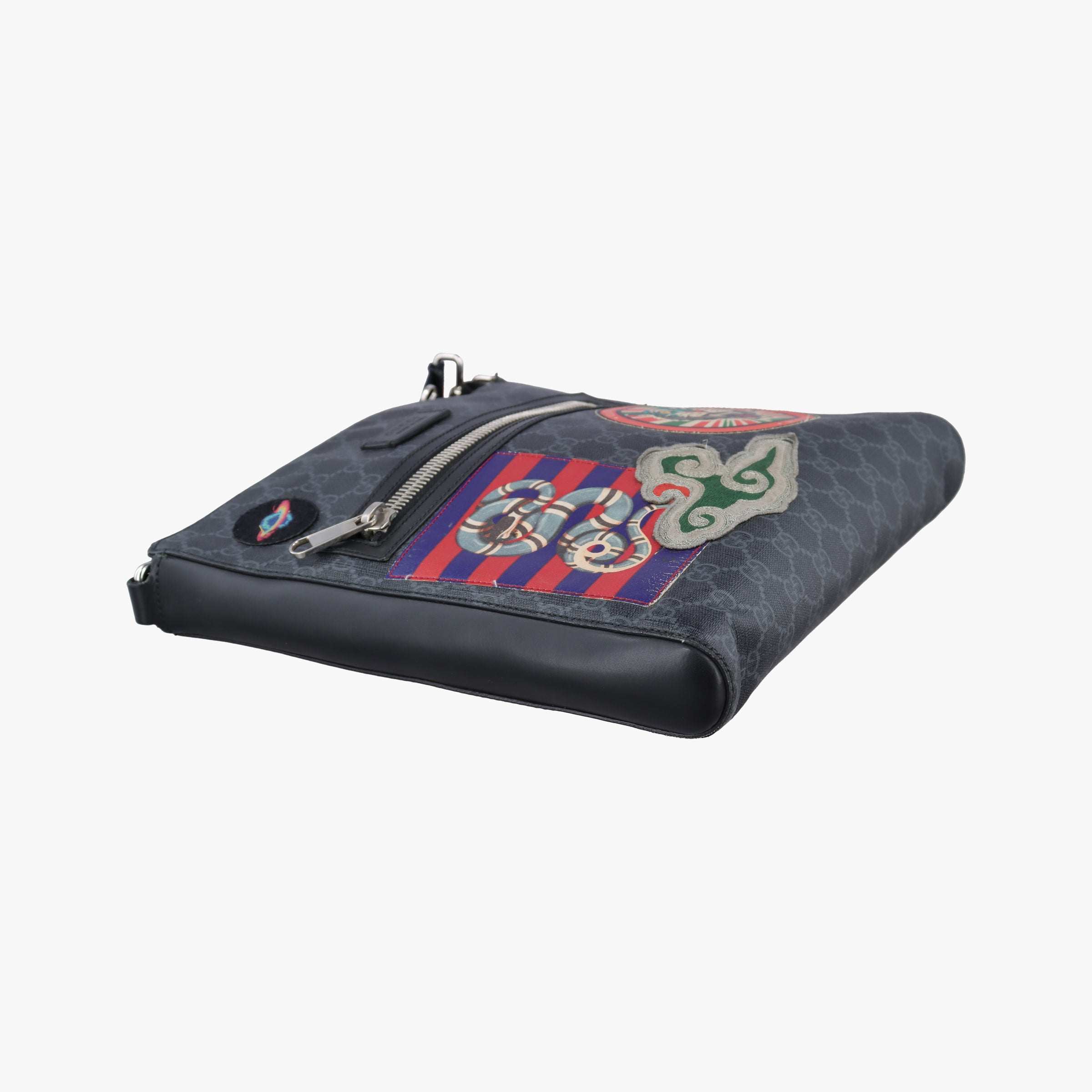 Pre-owned Gucci GG Supreme Courrier Messenger Black×Multicolour PVC coated canvas×Leather 474137 shoulderbag | stylenewstar