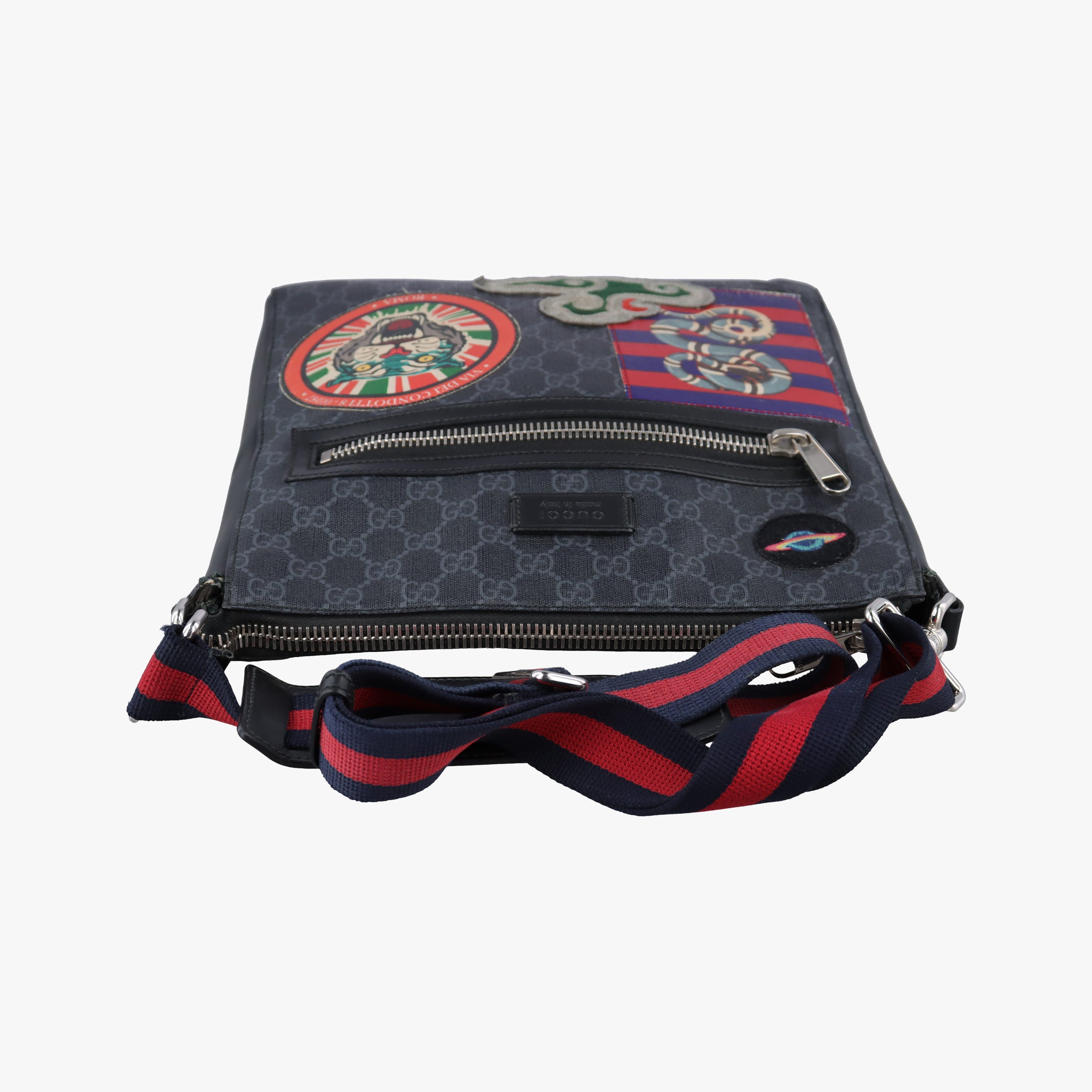 Pre-owned Gucci GG Supreme Courrier Messenger Black×Multicolour PVC coated canvas×Leather 474137 shoulderbag | stylenewstar