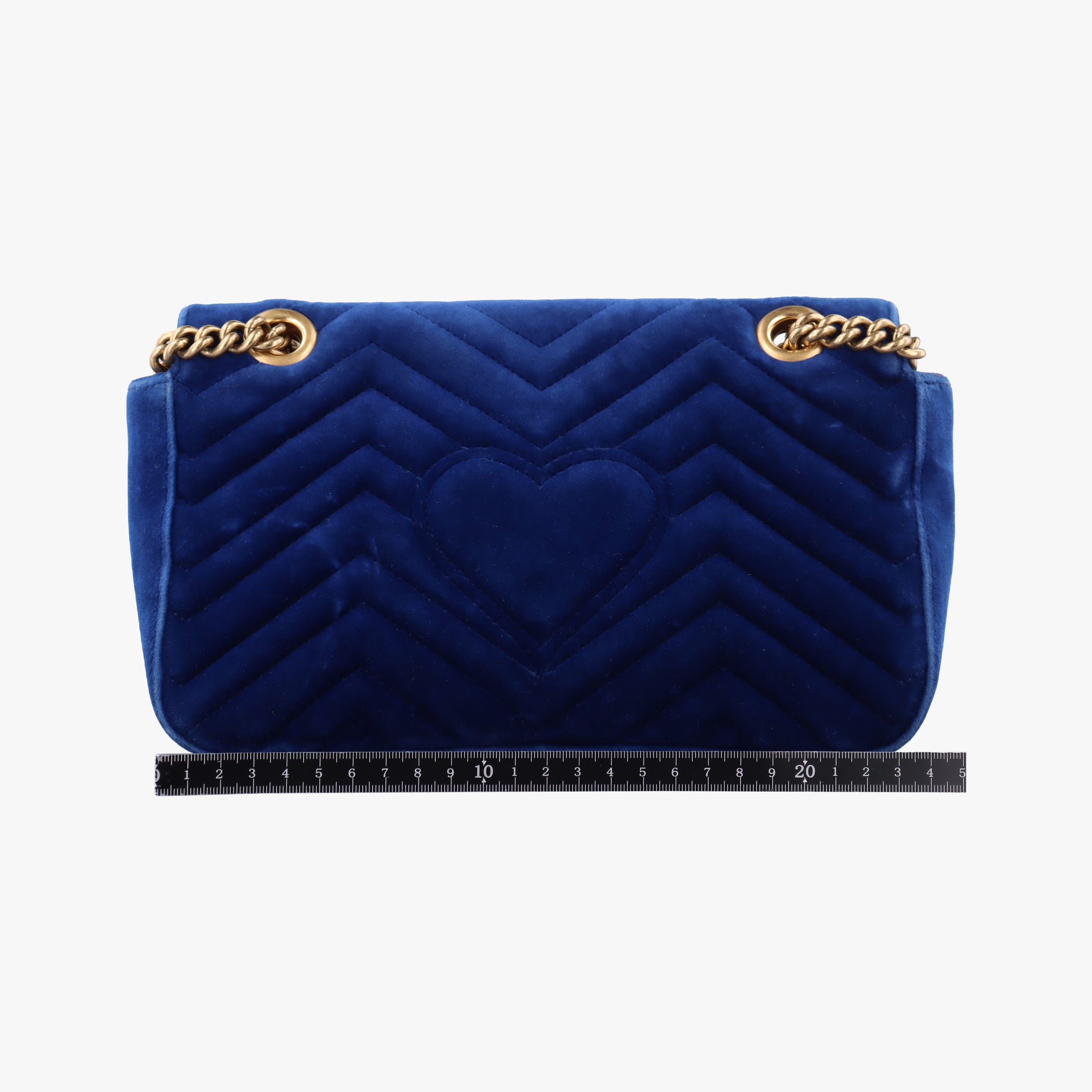 Pre-owned Gucci GG Marmont Blue velour 446744 shoulderbag | stylenewstar