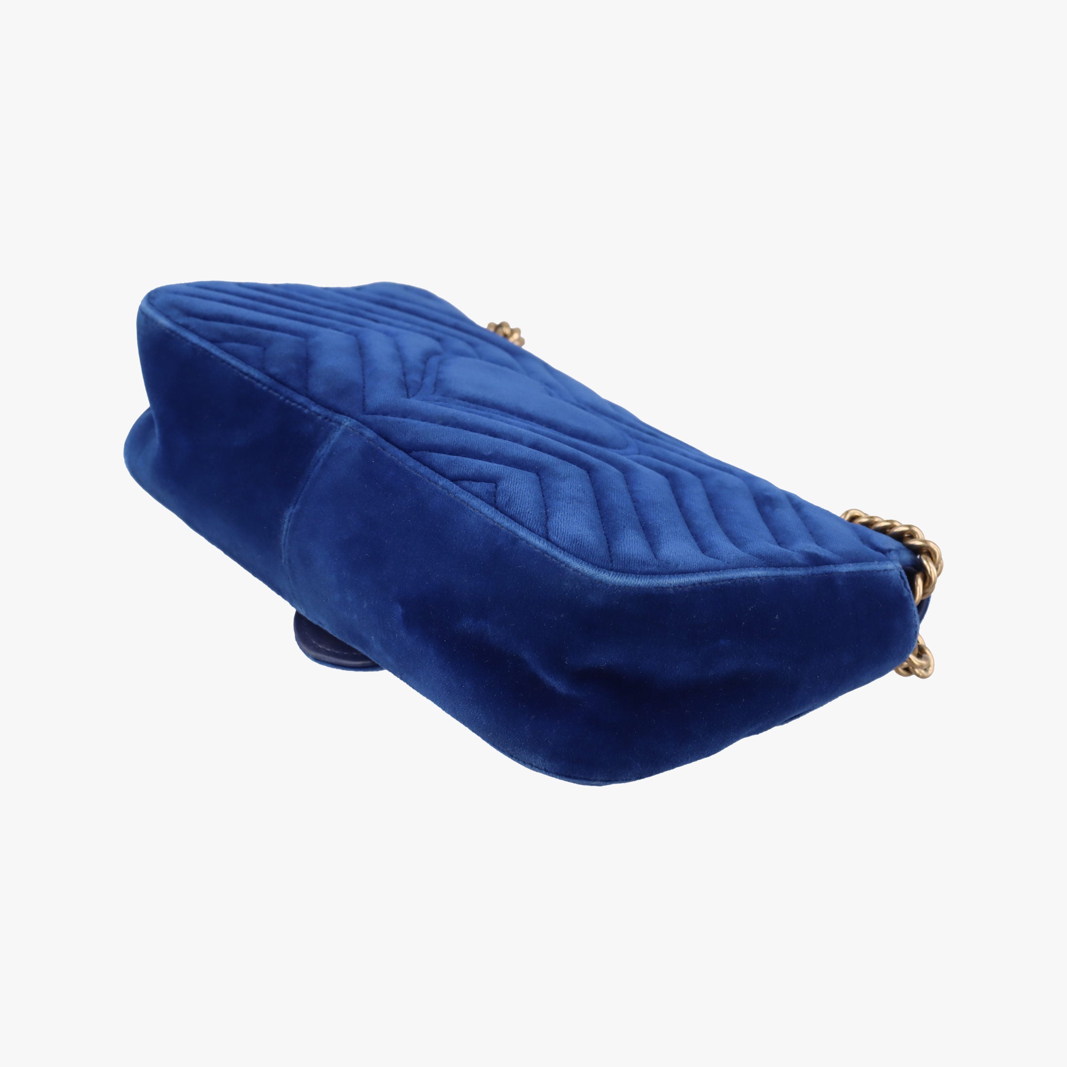 Pre-owned Gucci GG Marmont Blue velour 446744 shoulderbag | stylenewstar