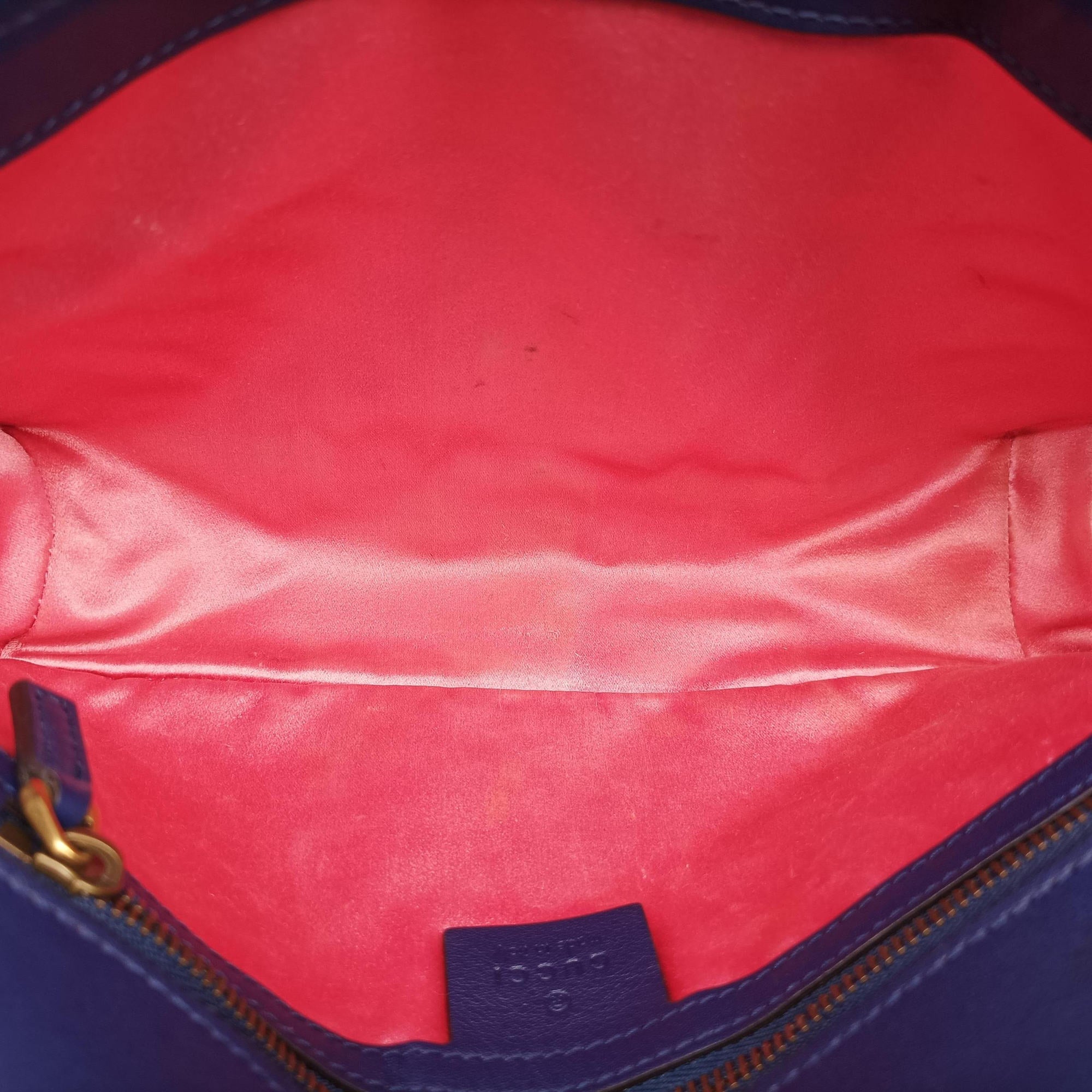 Pre-owned Gucci GG Marmont Blue velour 446744 shoulderbag | stylenewstar