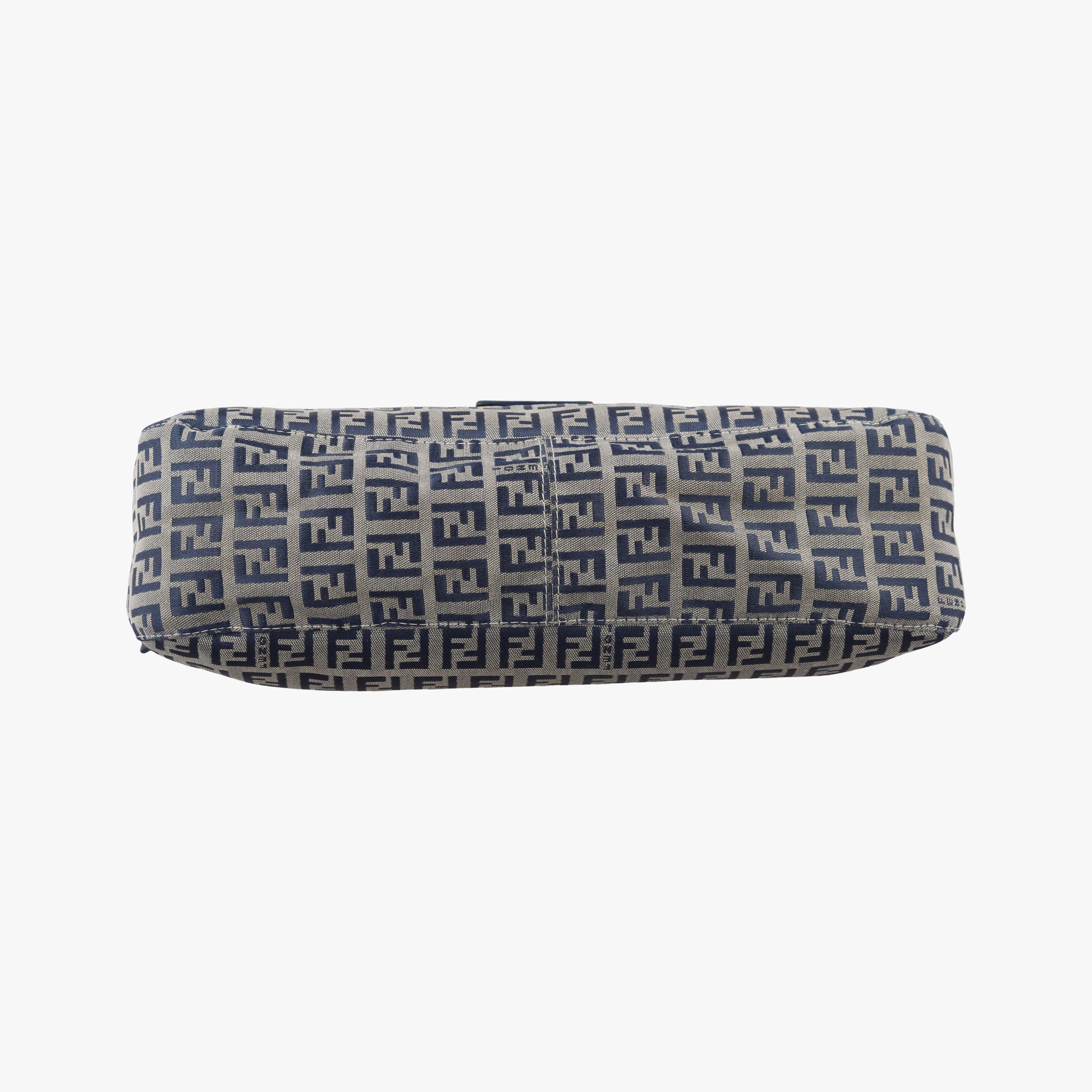 Pre-owned Fendi Zucchino Navy×beige canvas×Leather  shoulderbag | stylenewstar