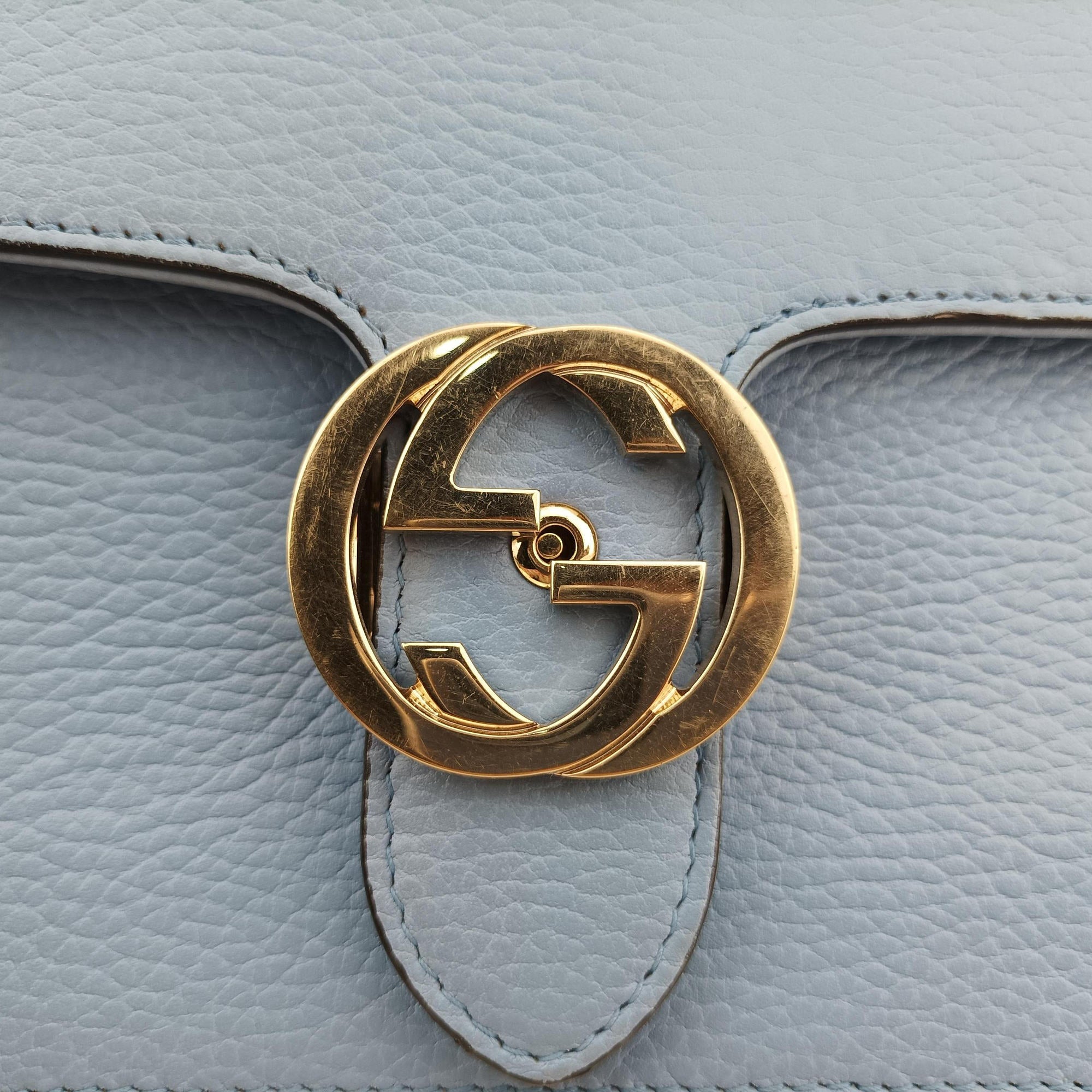 Pre-owned Gucci Interlocking G Blue Leather 510304 shoulderbag | stylenewstar