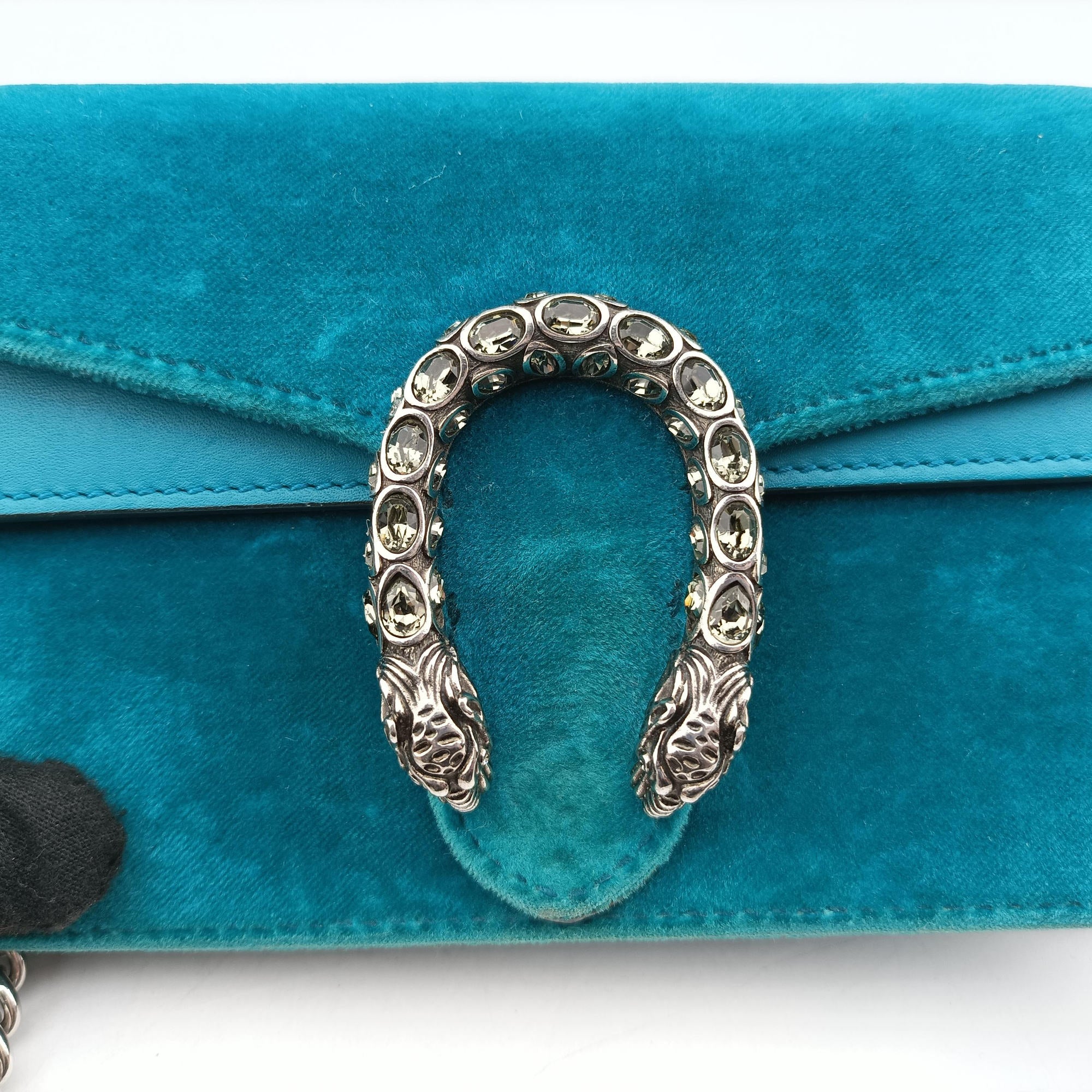 Pre-owned Gucci Dionysus Blue velour 476432 shoulderbag | stylenewstar