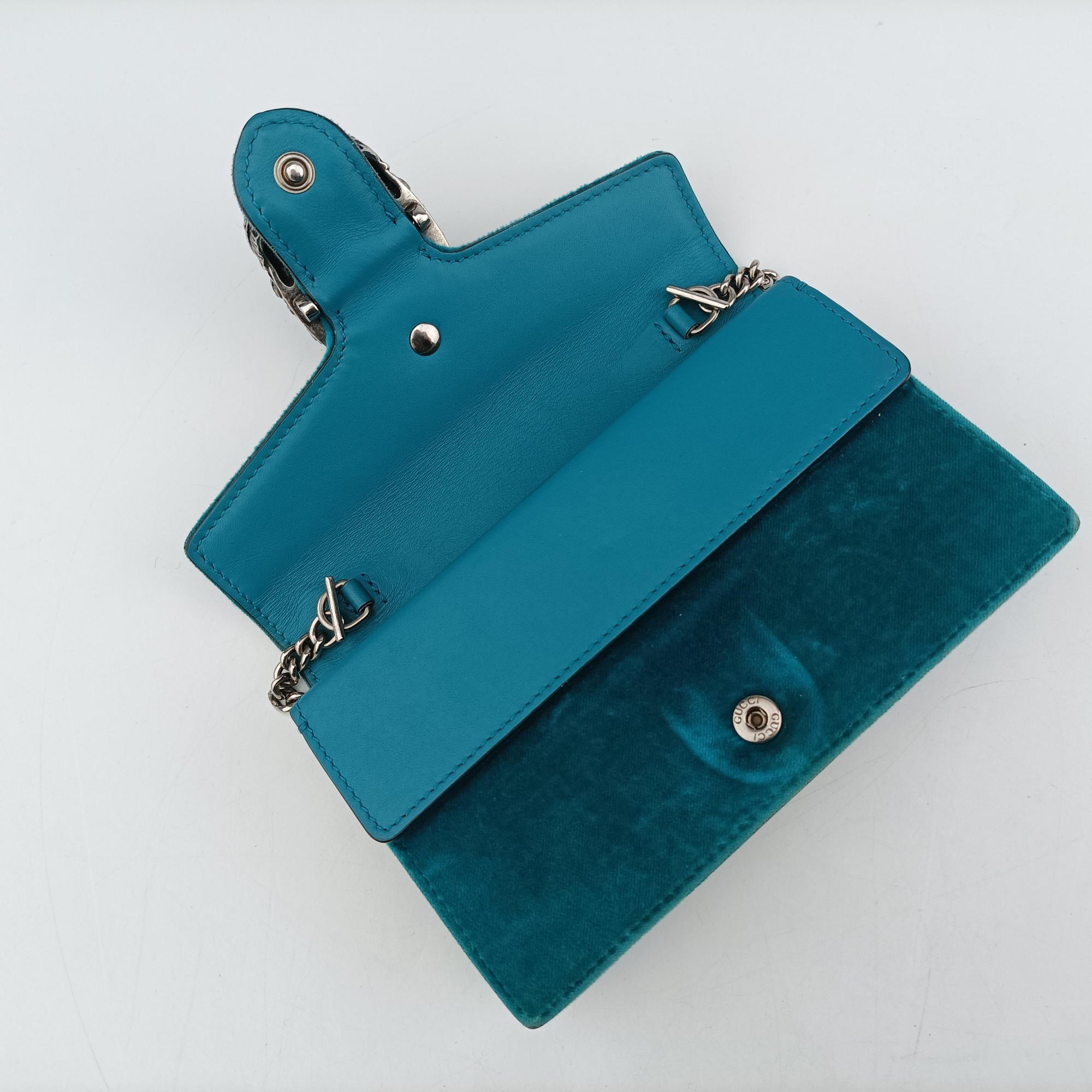 Pre-owned Gucci Dionysus Blue velour 476432 shoulderbag | stylenewstar
