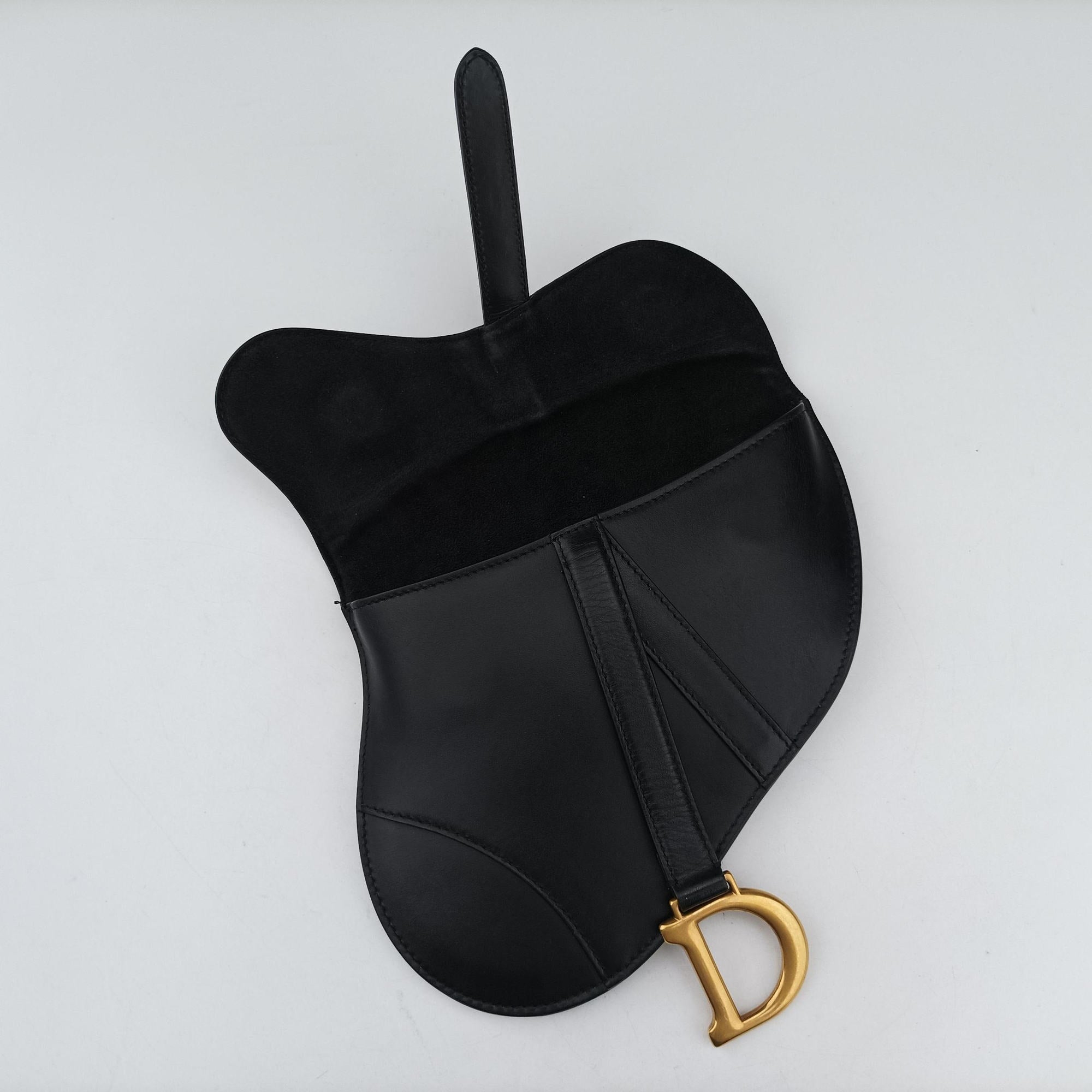 Pre-owned Christian Dior saddle Black leather  bum bag/waist bag | stylenewstar