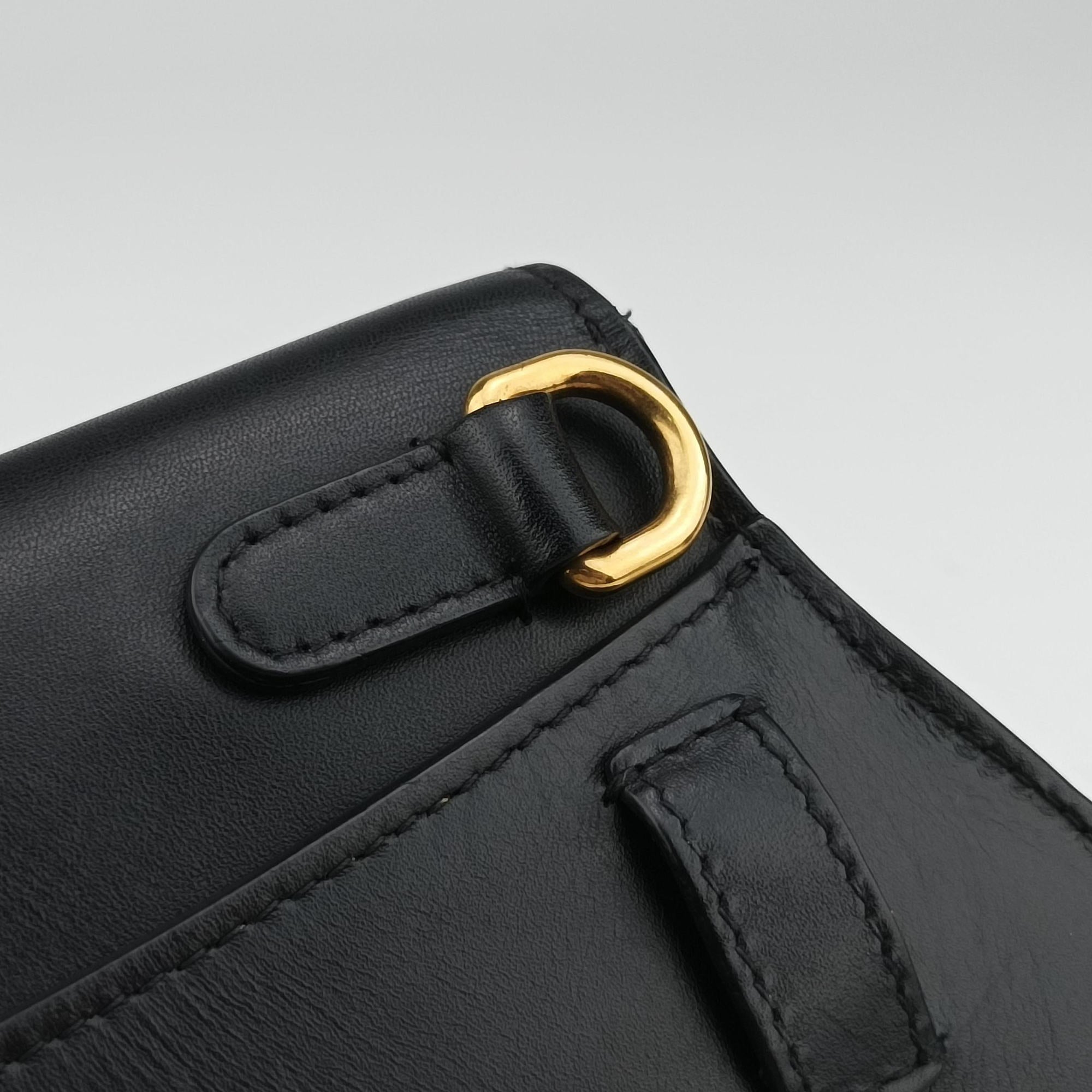 Pre-owned Christian Dior saddle Black leather  bum bag/waist bag | stylenewstar
