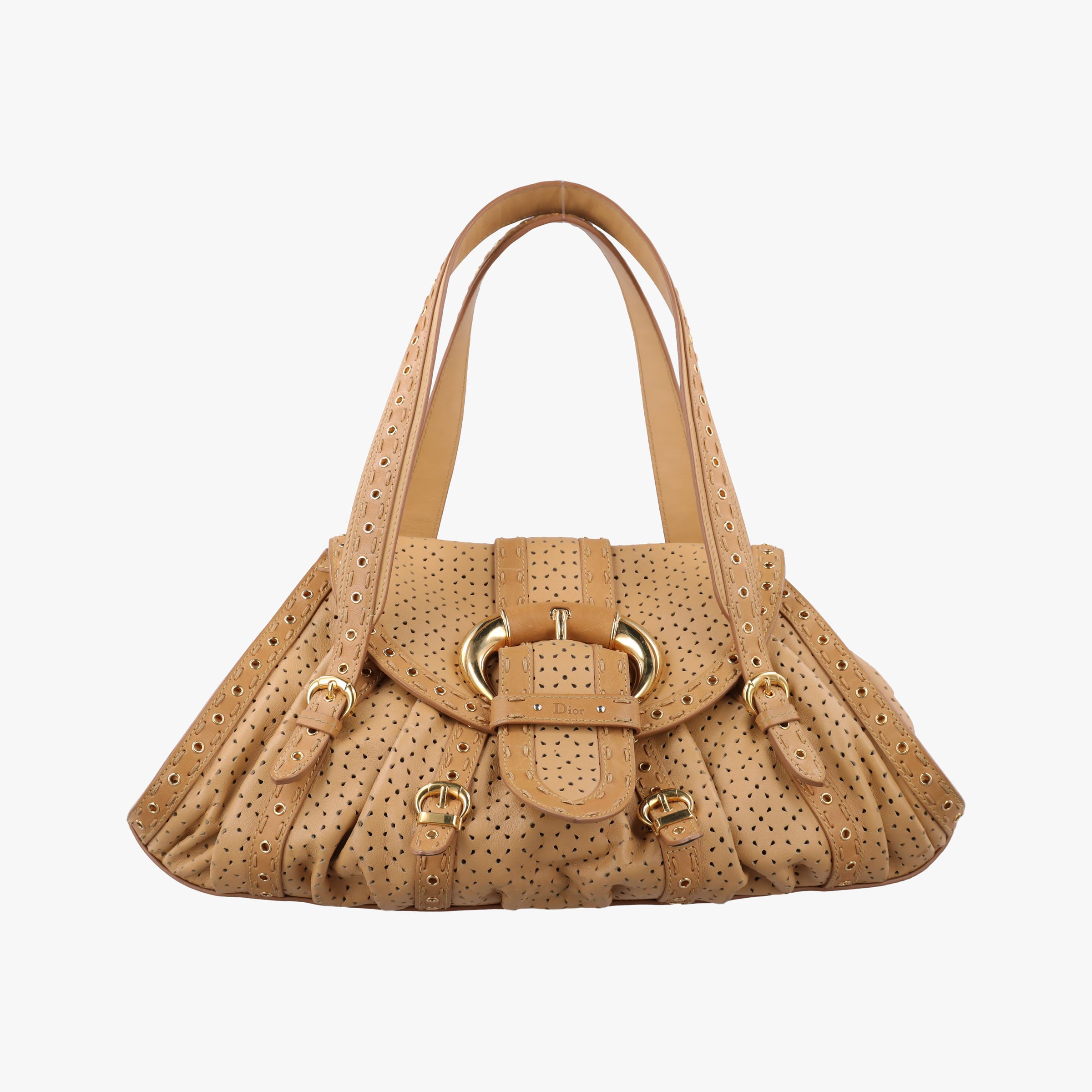 Pre-owned Christian Dior Savane Chic Miel Beige Leather  handbag | stylenewstar