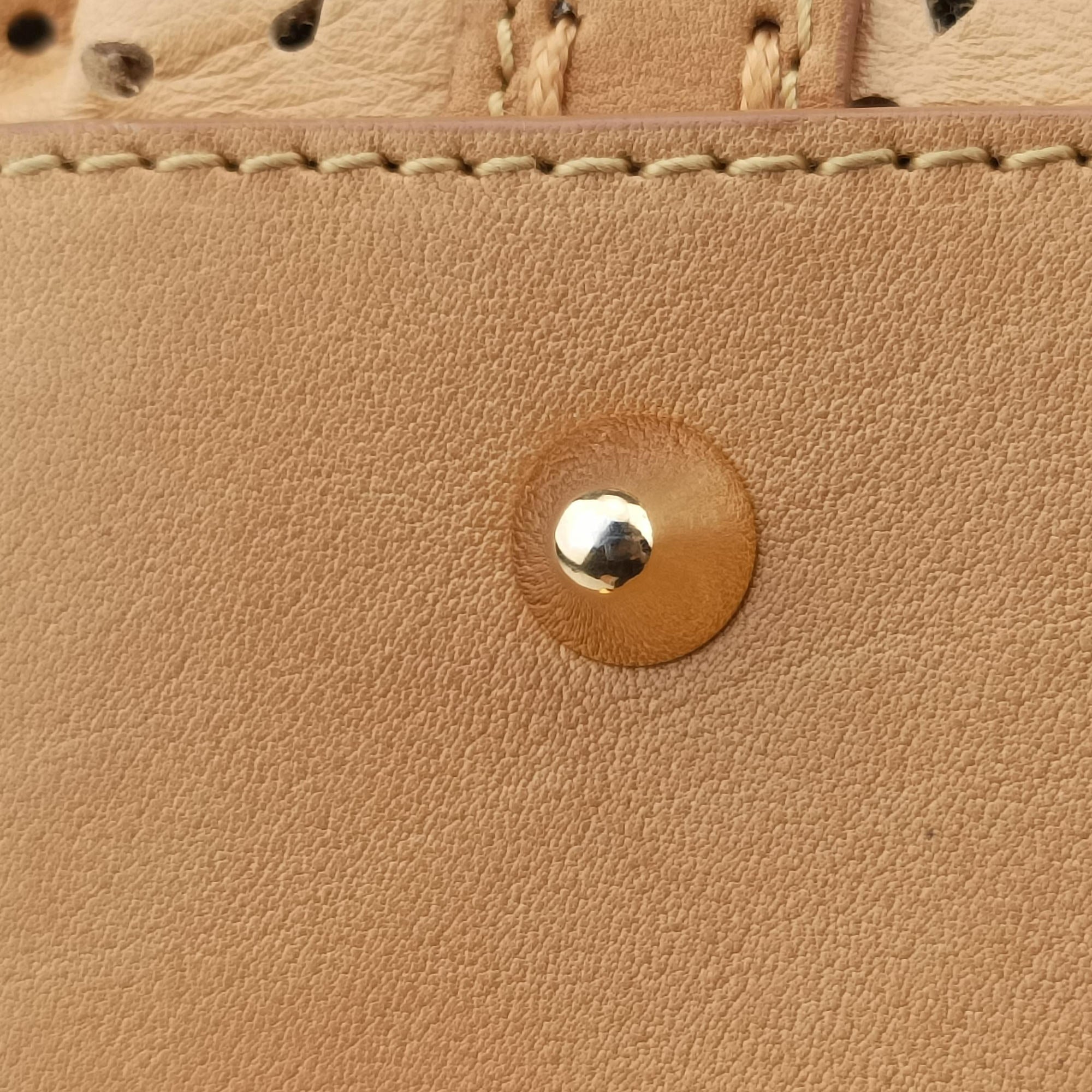 Pre-owned Christian Dior Savane Chic Miel Beige Leather  handbag | stylenewstar