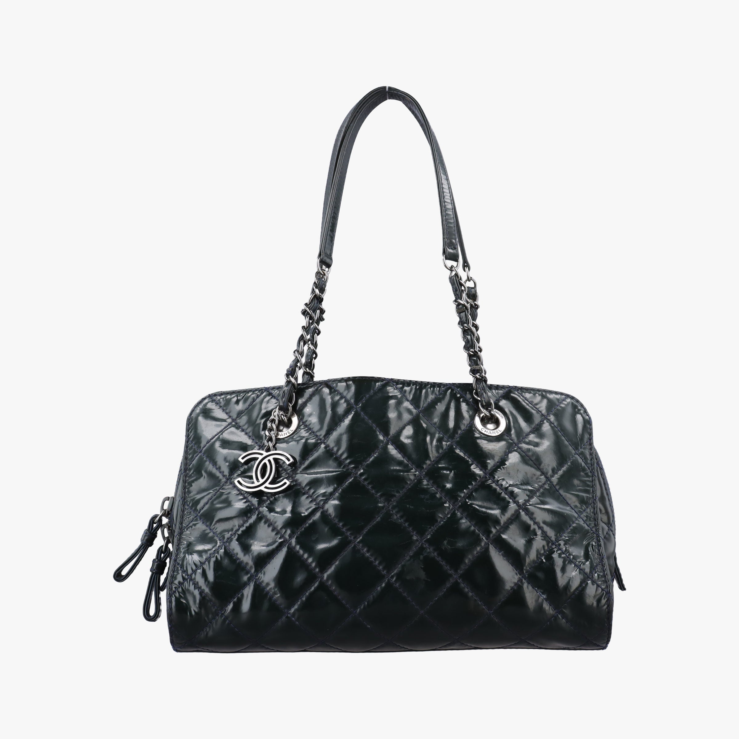 Pre-owned Chanel Matelasse Green Patent Leather A94712 handbag | stylenewstar