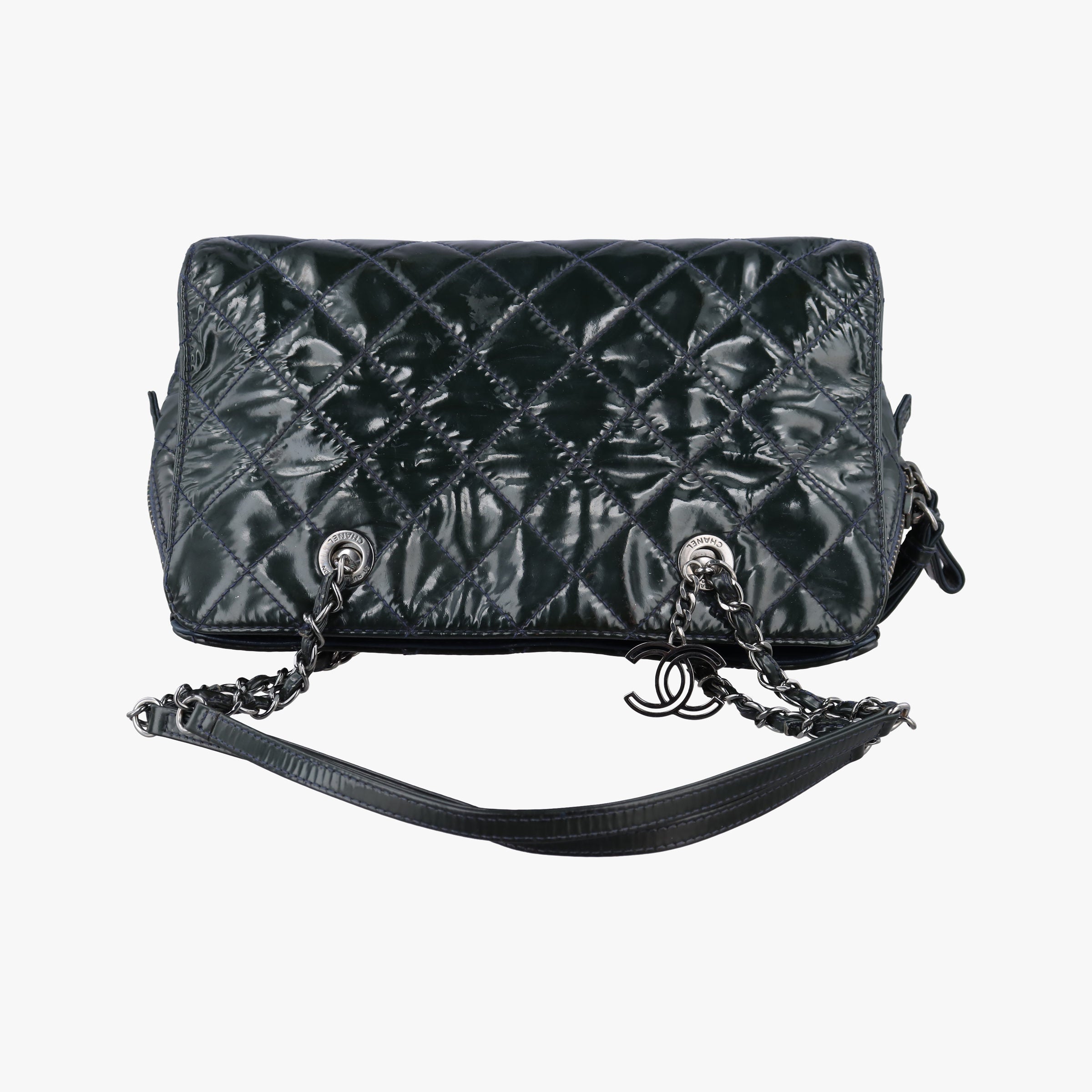 Pre-owned Chanel Matelasse Green Patent Leather A94712 handbag | stylenewstar