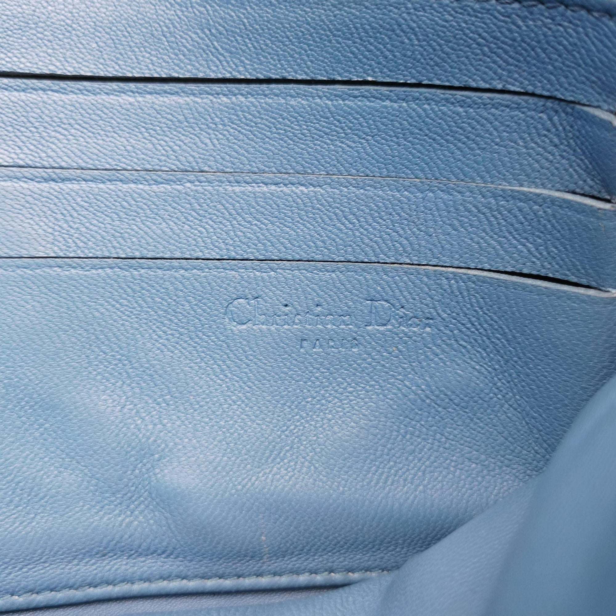 Pre-owned Christian Dior Miss Dior Cannage New Lock Blue lambskin  shoulderbag | stylenewstar