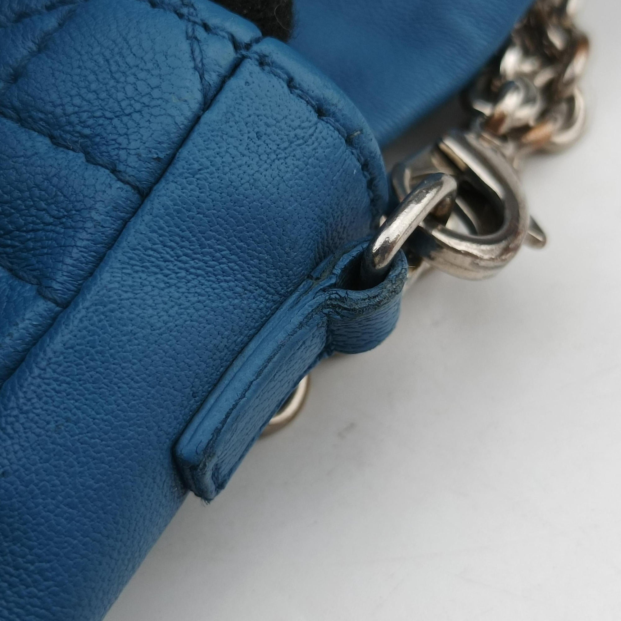 Pre-owned Christian Dior Miss Dior Cannage New Lock Blue lambskin  shoulderbag | stylenewstar