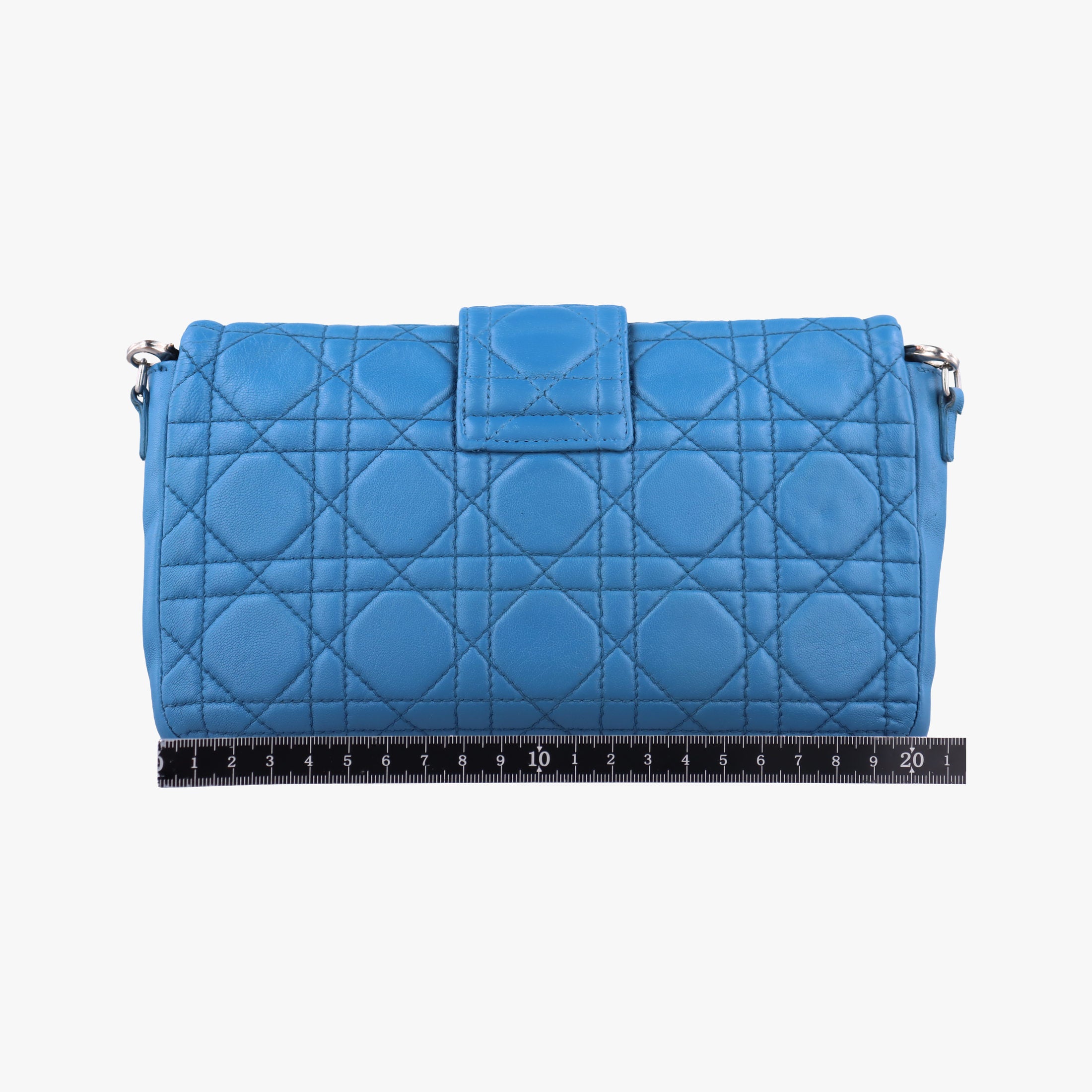Pre-owned Christian Dior Miss Dior Cannage New Lock Blue lambskin  shoulderbag | stylenewstar
