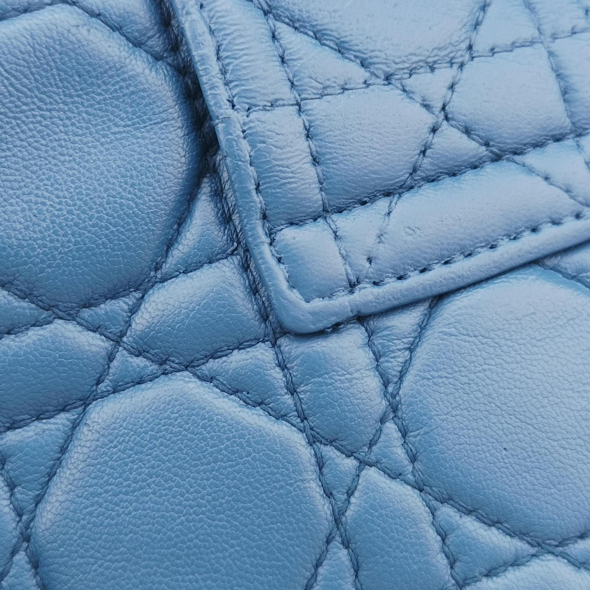 Pre-owned Christian Dior Miss Dior Cannage New Lock Blue lambskin  shoulderbag | stylenewstar