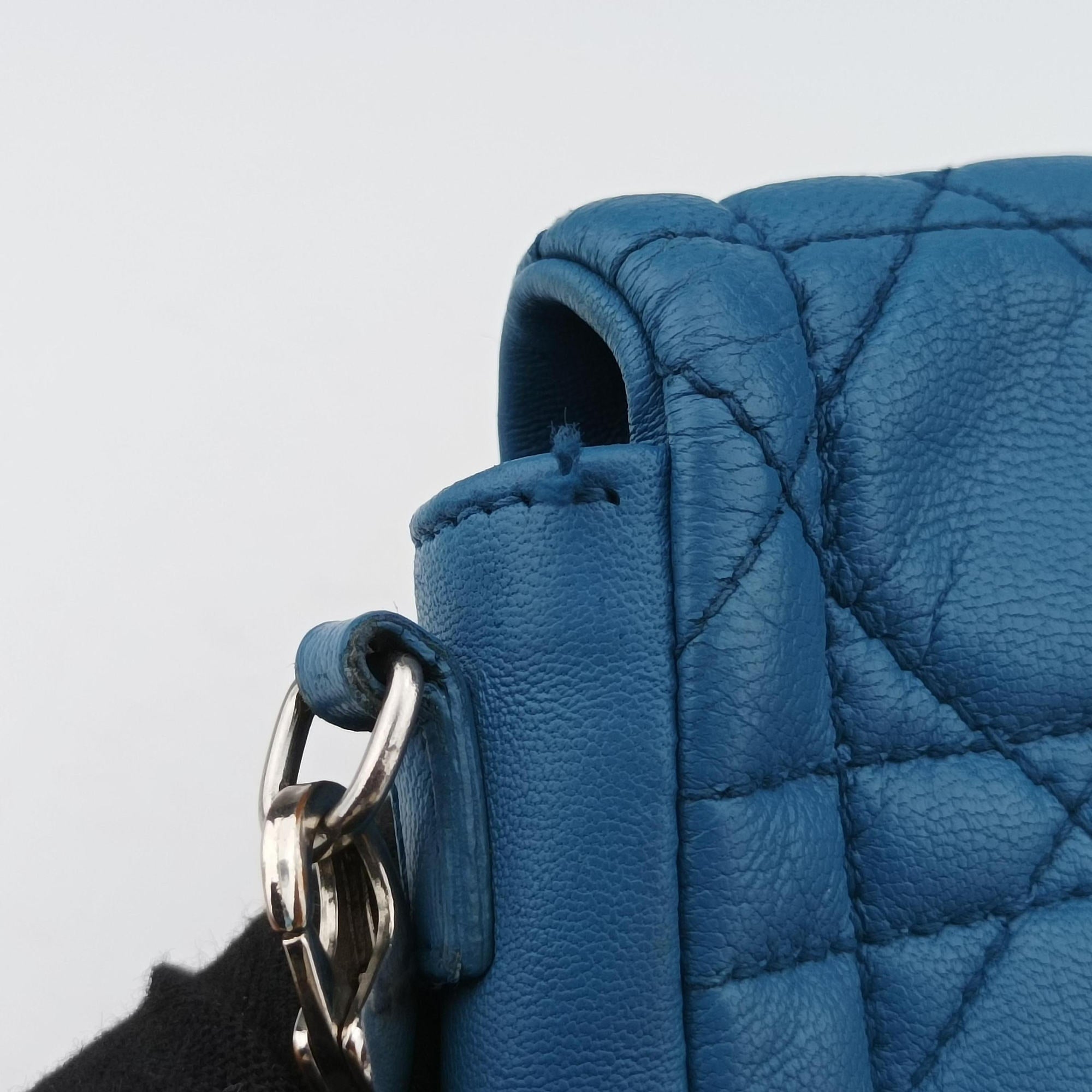 Pre-owned Christian Dior Miss Dior Cannage New Lock Blue lambskin  shoulderbag | stylenewstar