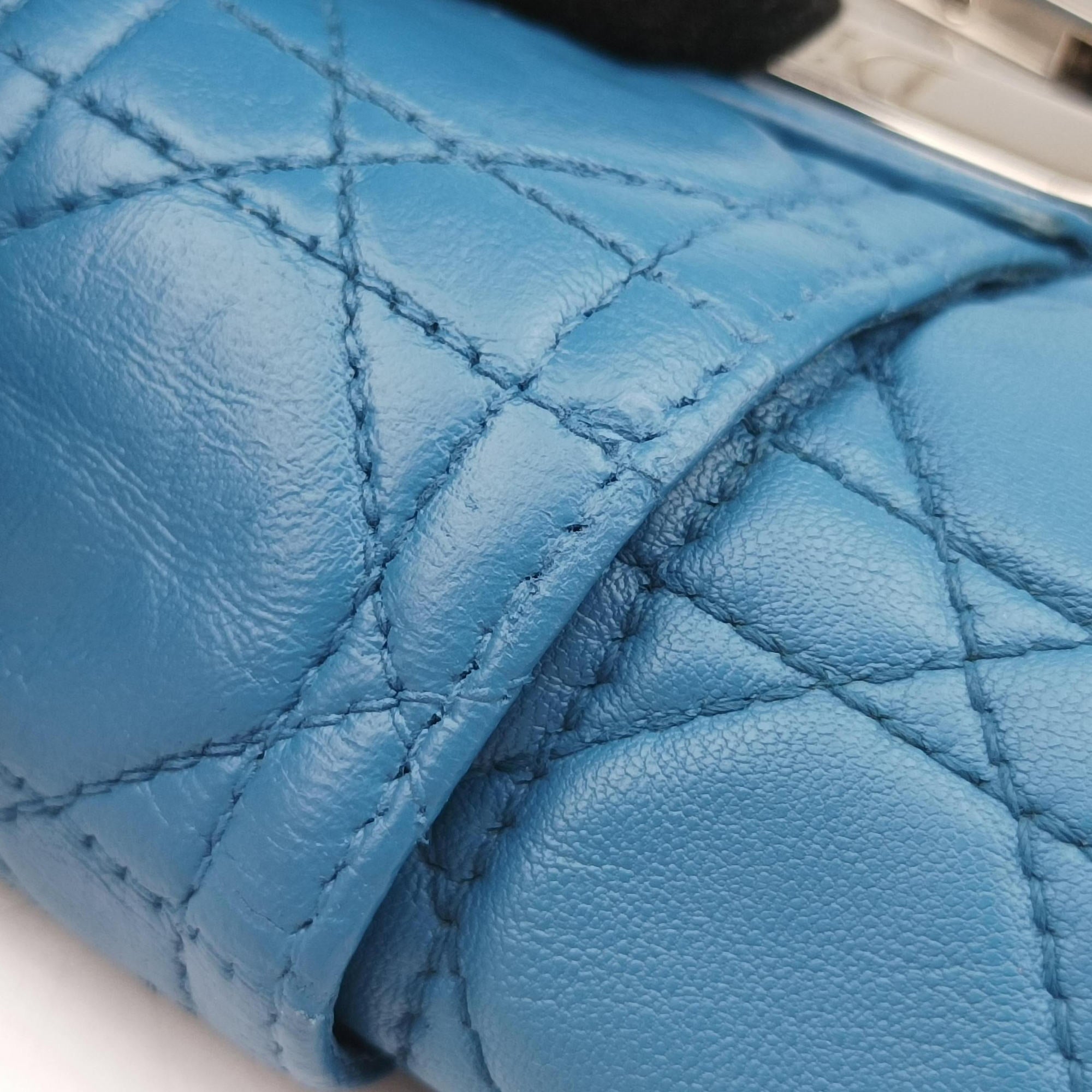 Pre-owned Christian Dior Miss Dior Cannage New Lock Blue lambskin  shoulderbag | stylenewstar