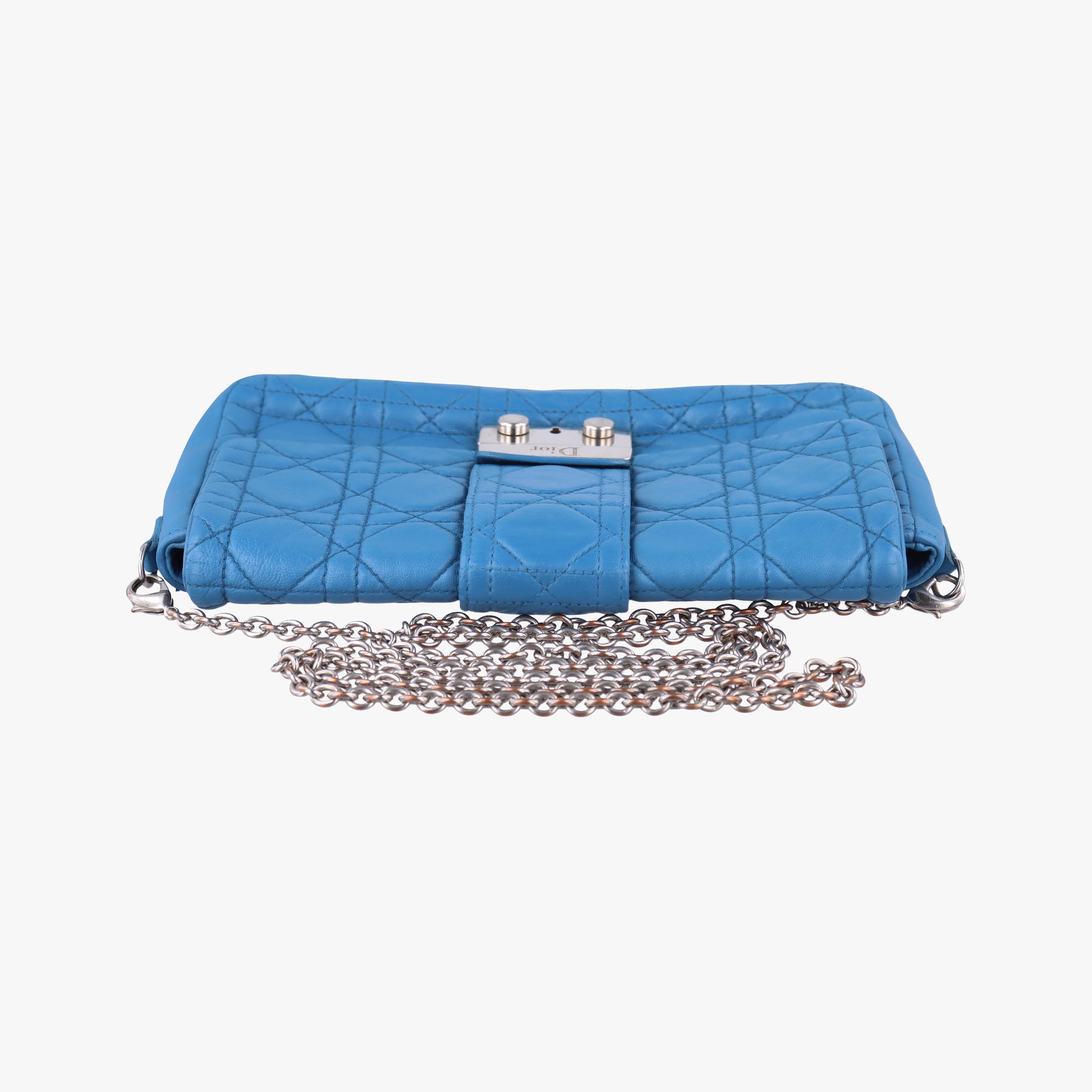 Pre-owned Christian Dior Miss Dior Cannage New Lock Blue lambskin  shoulderbag | stylenewstar