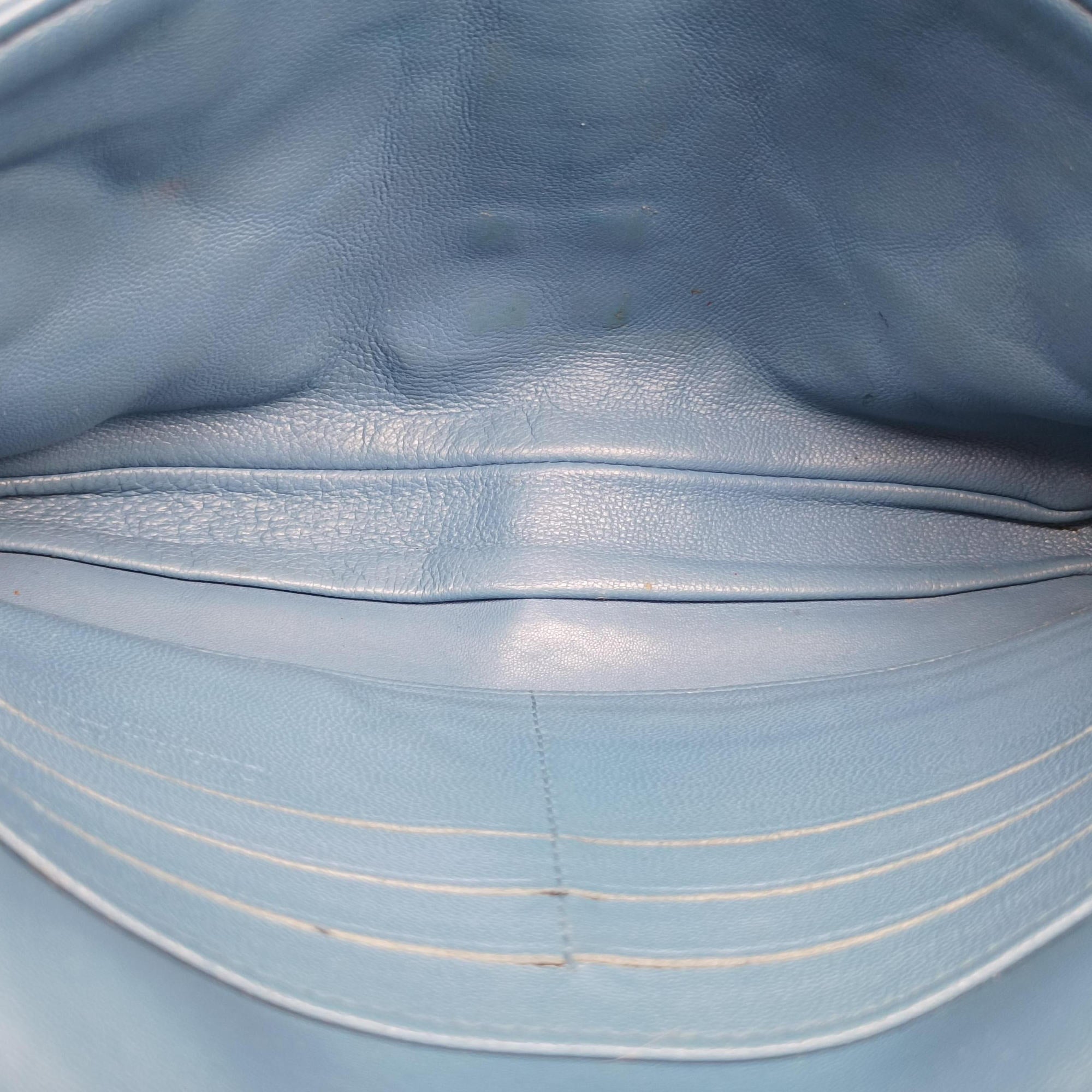 Pre-owned Christian Dior Miss Dior Cannage New Lock Blue lambskin  shoulderbag | stylenewstar
