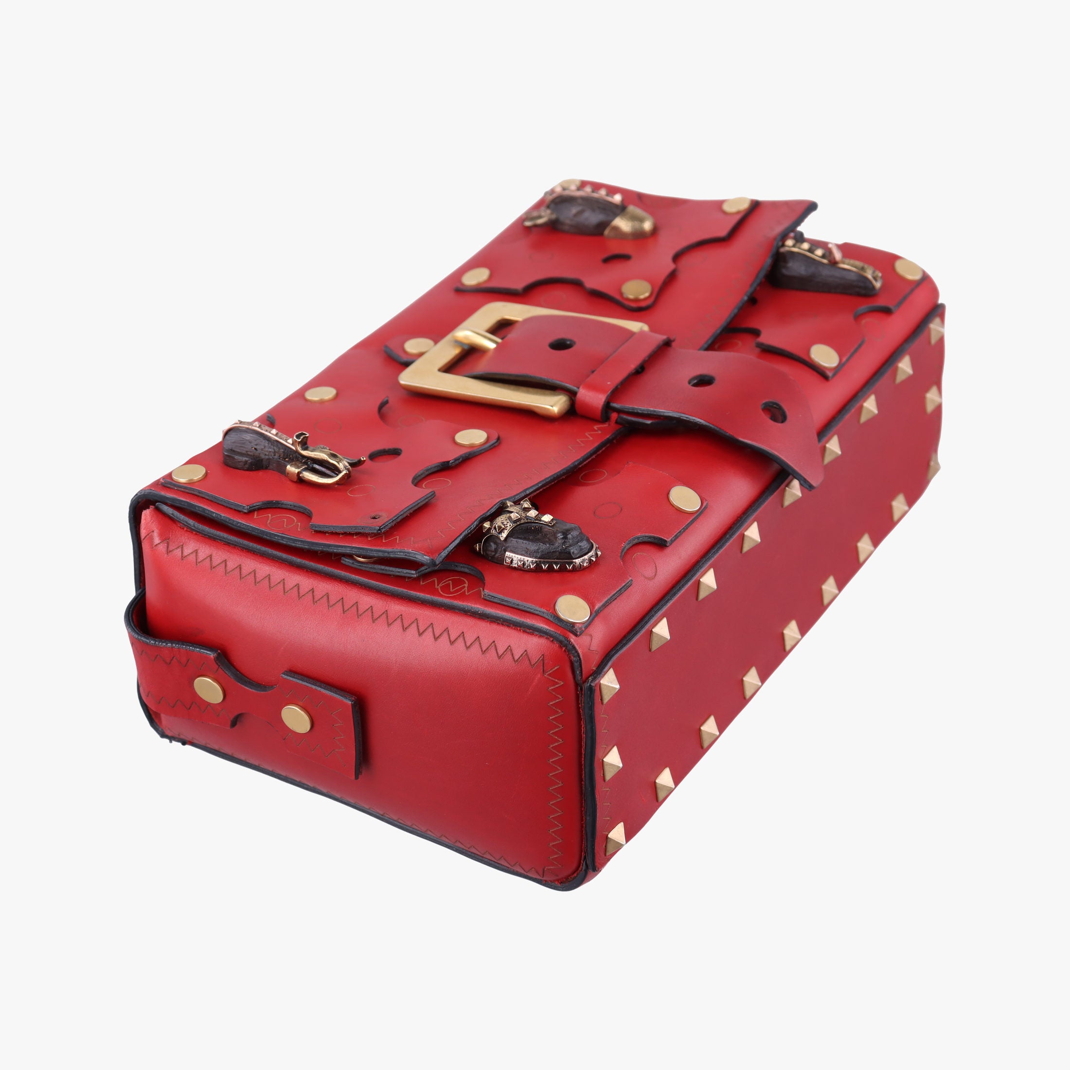 Pre-owned Valentino Tribal Mask Red Leather  shoulderbag | stylenewstar