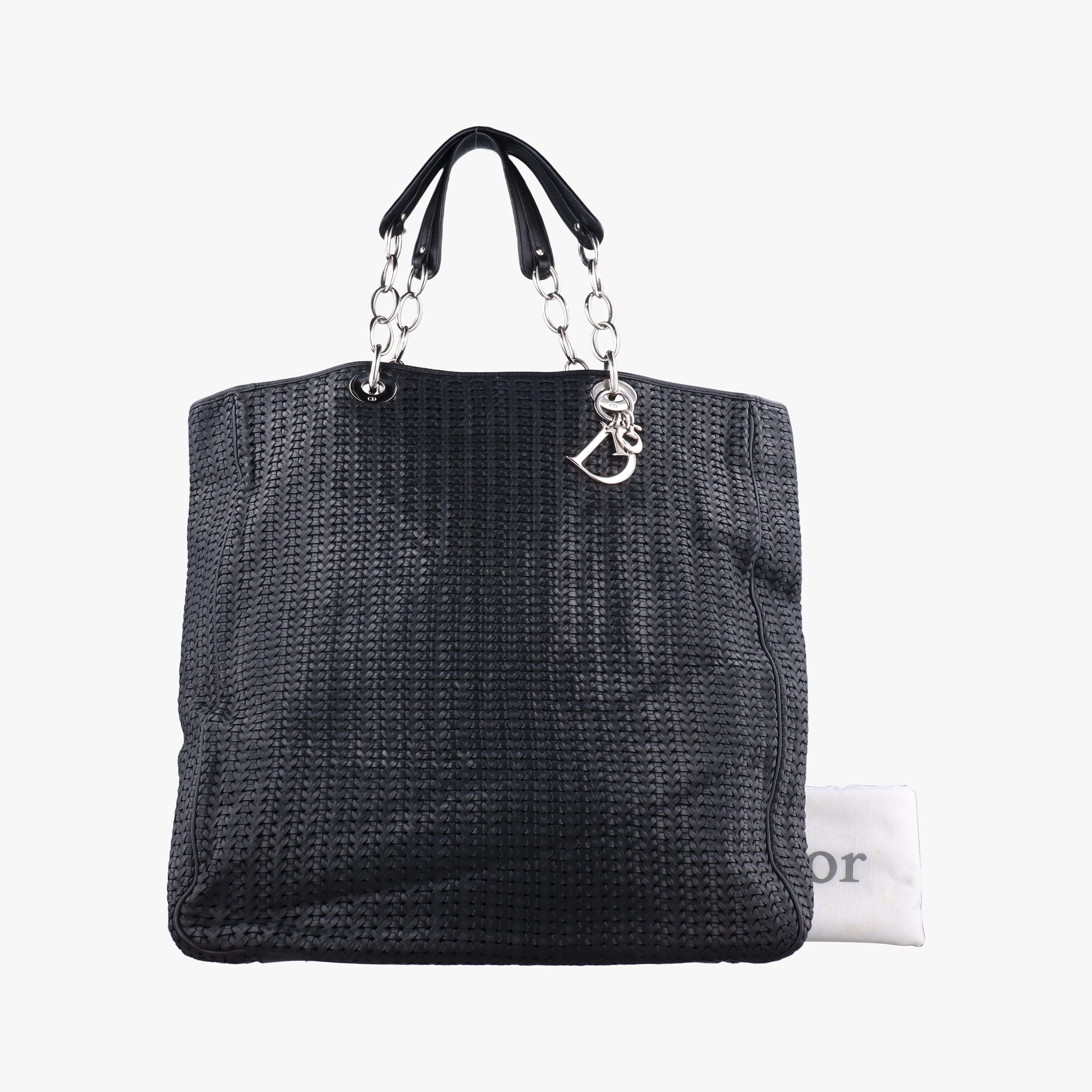 Pre-owned Christian Dior Soft Lady Dior Intrecciato Tote Black lambskin  handbag | stylenewstar