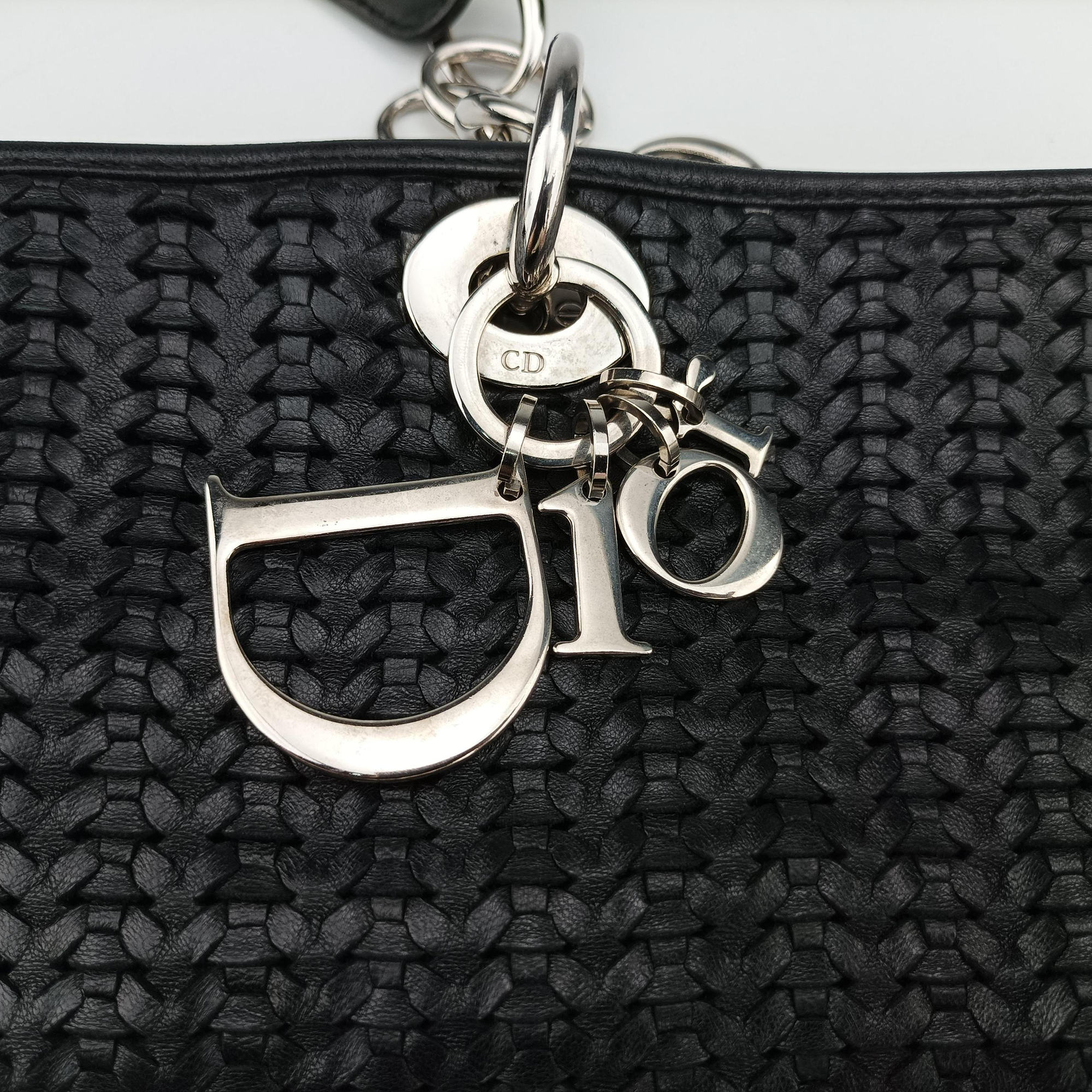 Pre-owned Christian Dior Soft Lady Dior Intrecciato Tote Black lambskin  handbag | stylenewstar