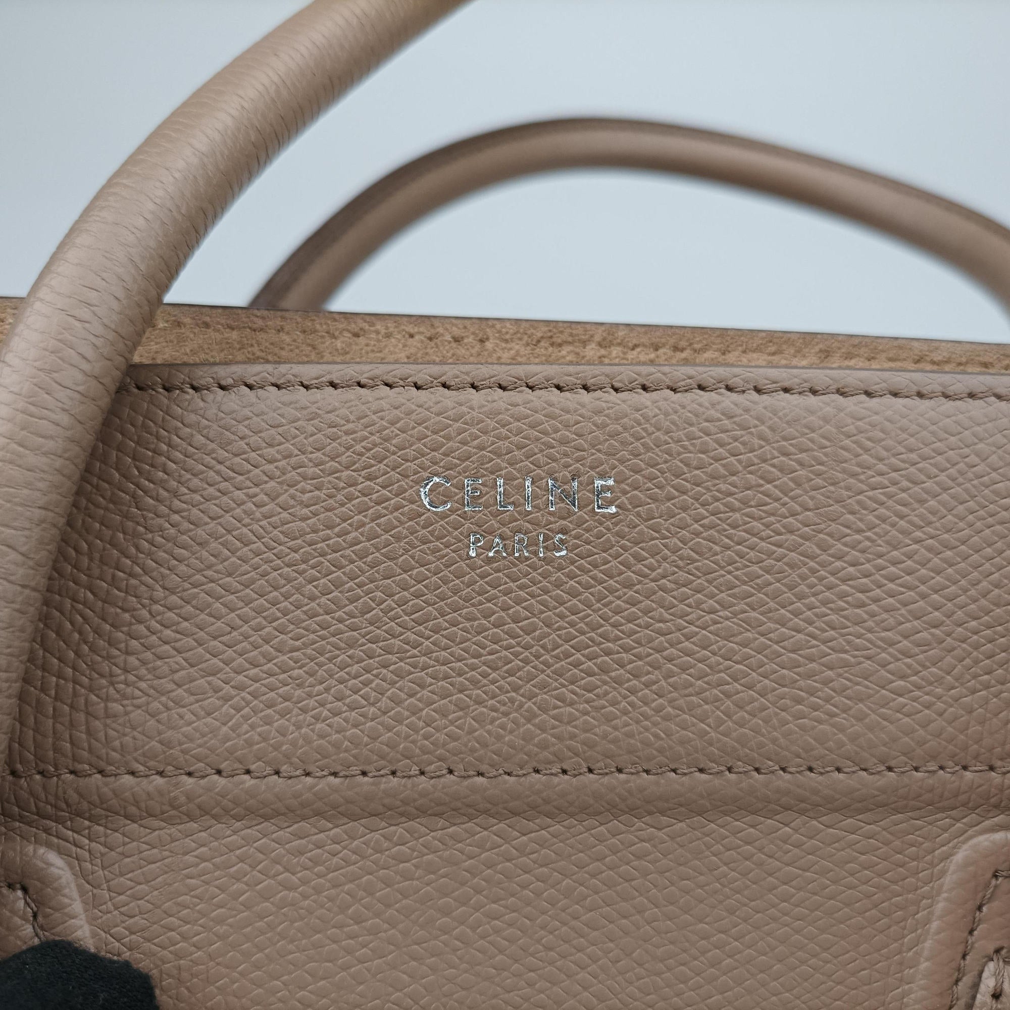 Vintage Celine Luggage Small Square Phantom Beige Leather  handbag | stylenewstar