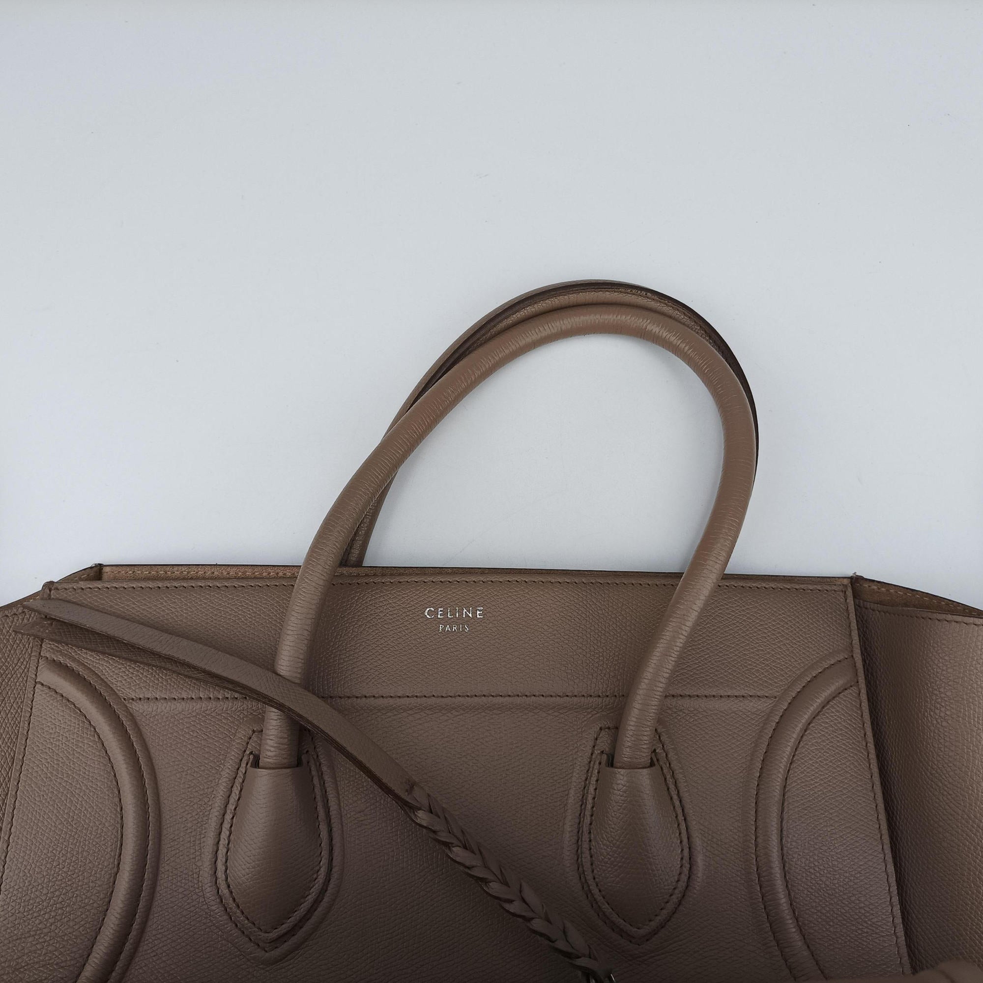 Vintage Celine Luggage Small Square Phantom Beige Leather  handbag | stylenewstar