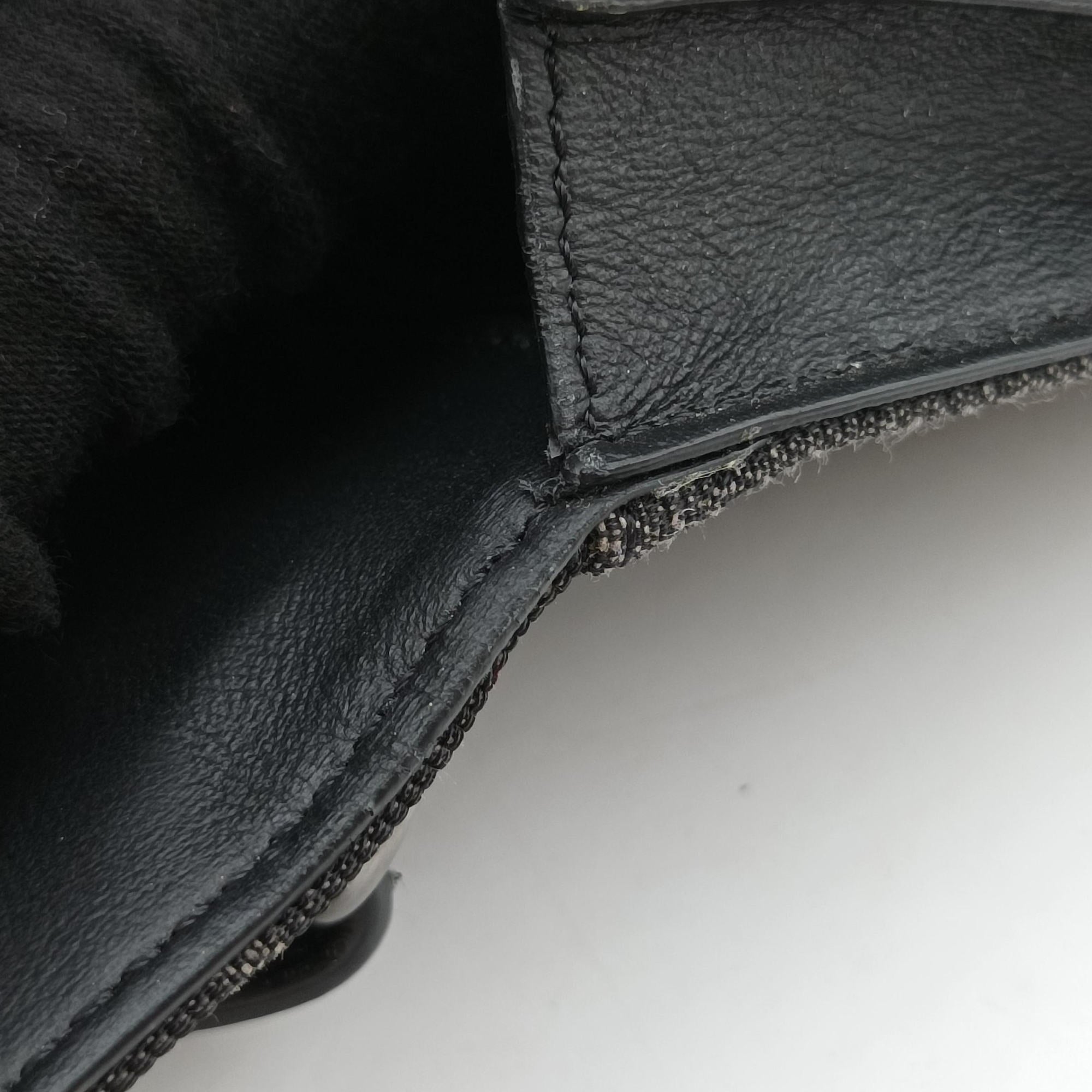 Pre-owned Fendi FF Logo Baguette slim Black x Gray canvas×Leather 7M0295 shoulderbag | stylenewstar