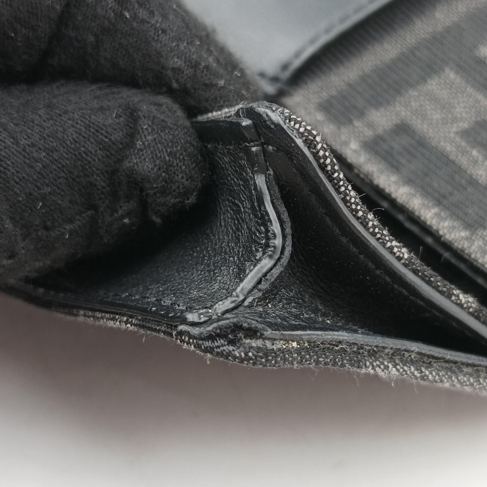 Pre-owned Fendi FF Logo Baguette slim Black x Gray canvas×Leather 7M0295 shoulderbag | stylenewstar