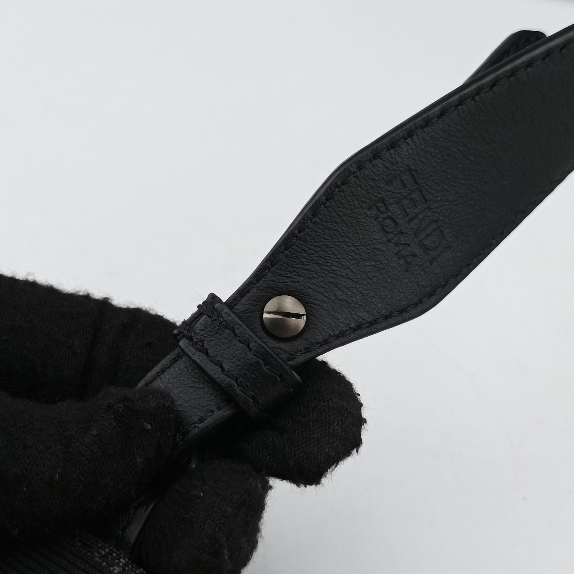 Pre-owned Fendi FF Logo Baguette slim Black x Gray canvas×Leather 7M0295 shoulderbag | stylenewstar