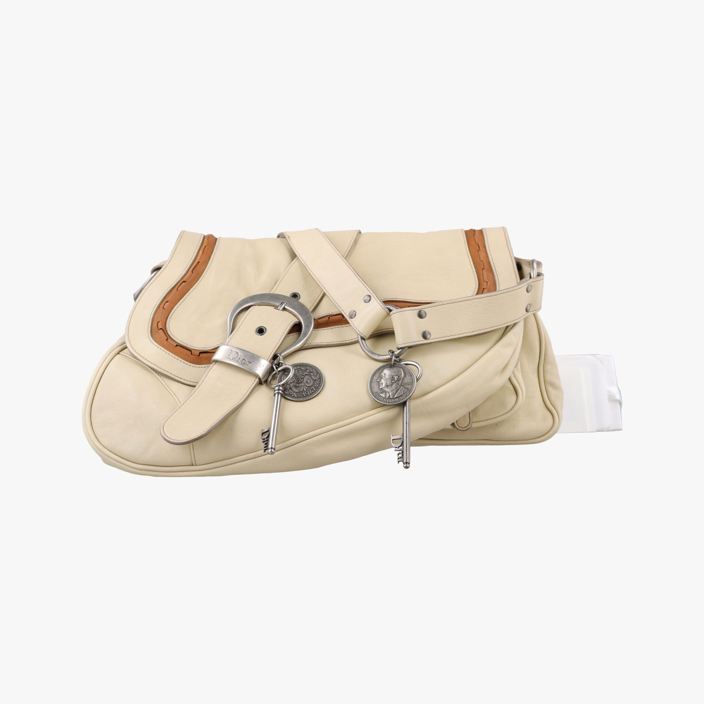 Secondhand Christian Dior Gaucho Beige Leather  shoulderbag | stylenewstar