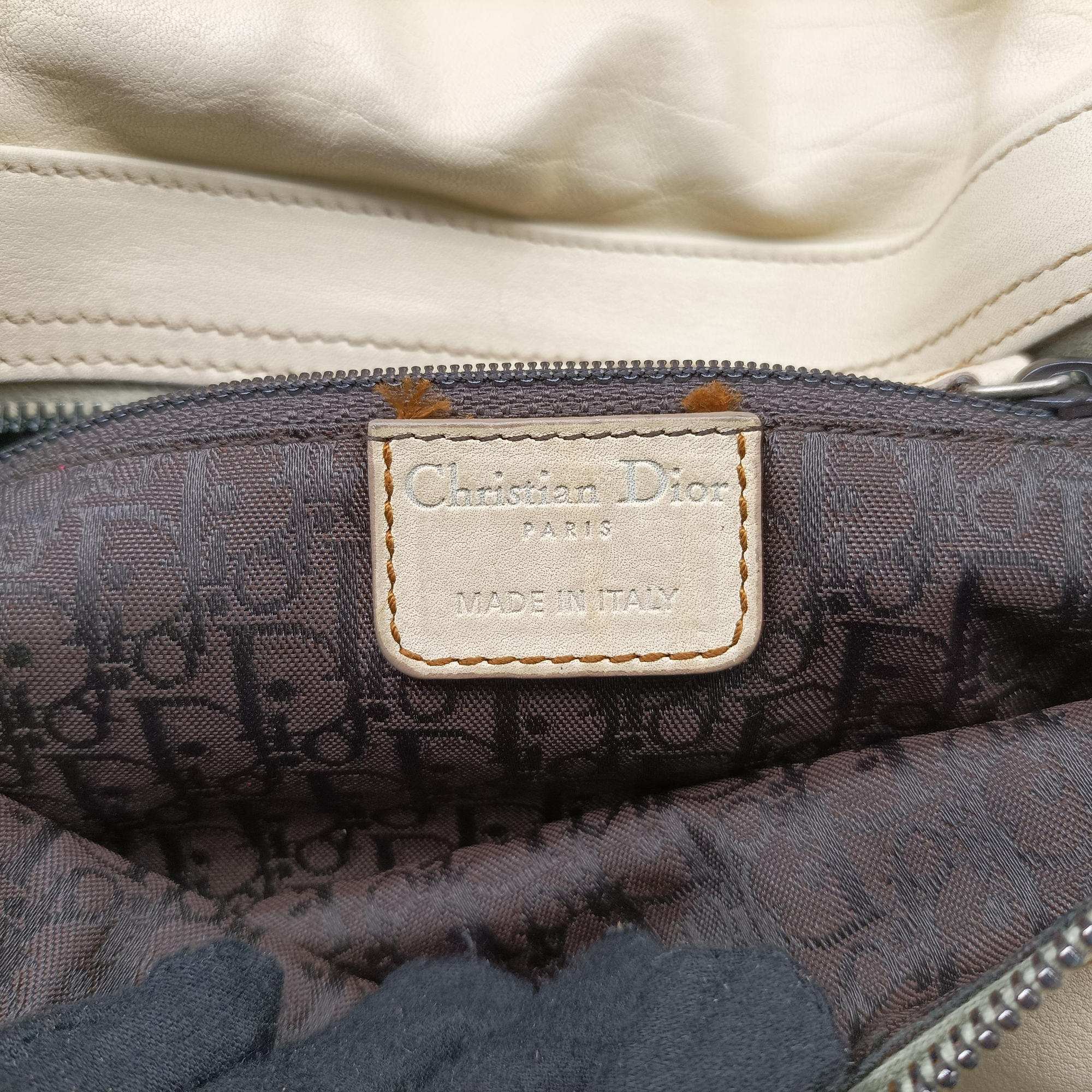 Secondhand Christian Dior Gaucho Beige Leather  shoulderbag | stylenewstar