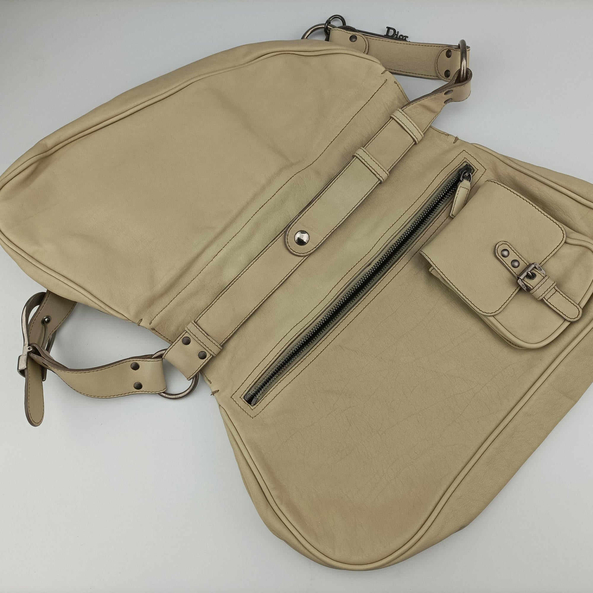 Secondhand Christian Dior Gaucho Beige Leather  shoulderbag | stylenewstar
